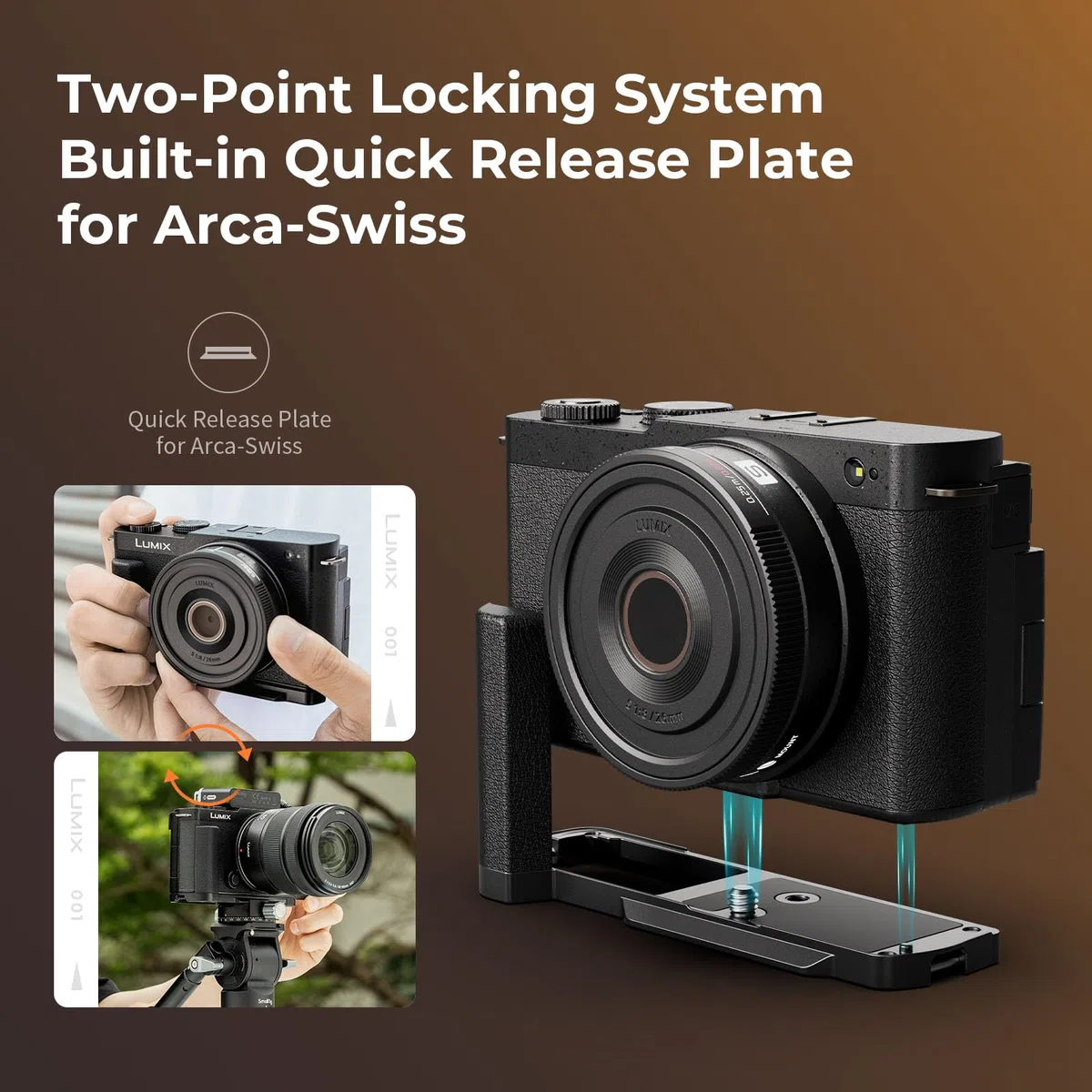 SMALLRIG L-Shape Handle L-förmiger Griff für Panasonic LUMIX S9 mit Ergonomischem Silikongriff, Eingebauter Schnellwechselplatte für Arca zum Schnellen Einschalten von Stativen/Handaufnahmen - 4517