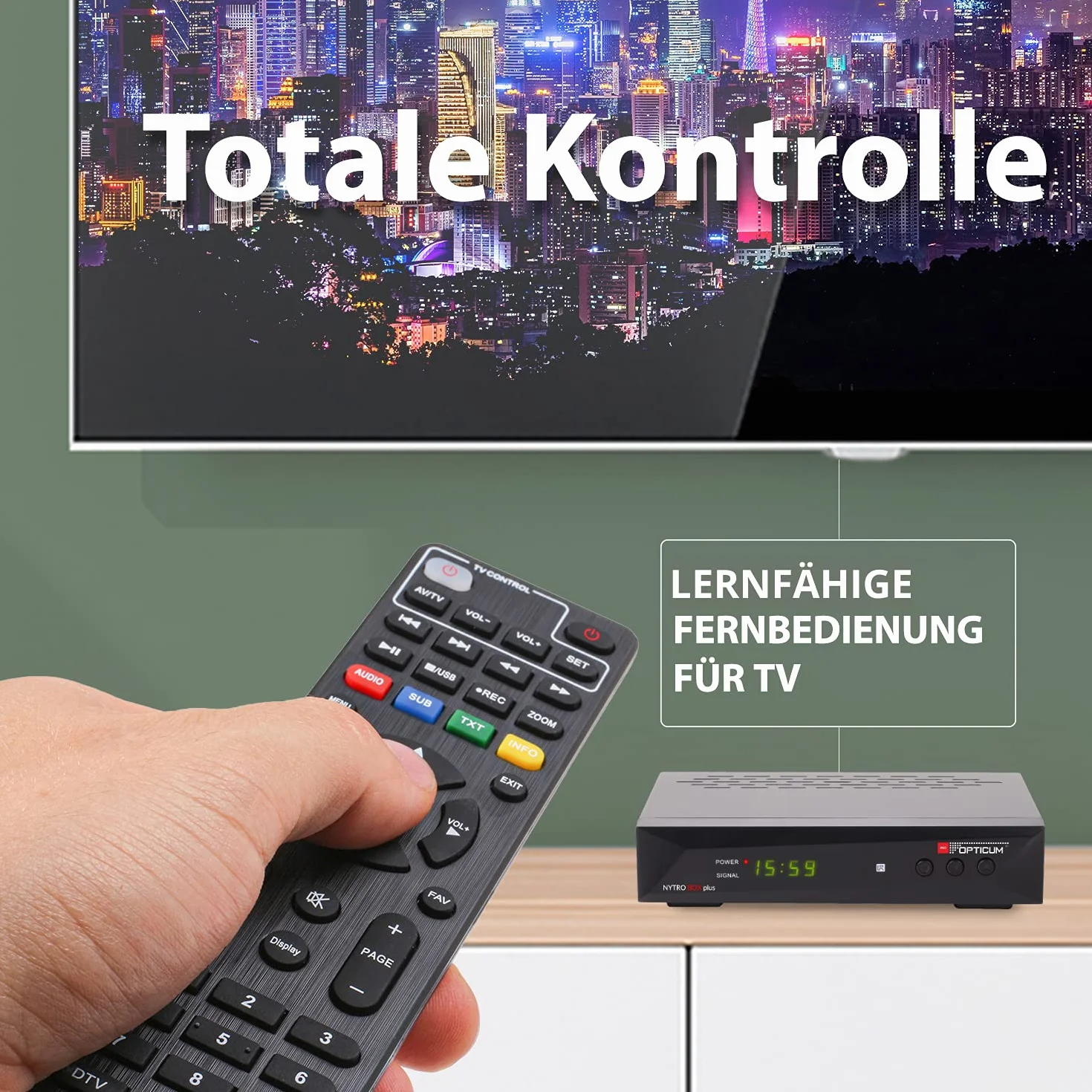 RED OPTICUM 23025 Nytro Box Plus Hybrid-Receiver HD-TV I DVB-C & DVB-T2 Receiver mit Aufnahmefunktion PVR - HDMI - USB - SCART - Coaxial Audio - Ethernet - LED Display I Digitaler Kabelreceiver