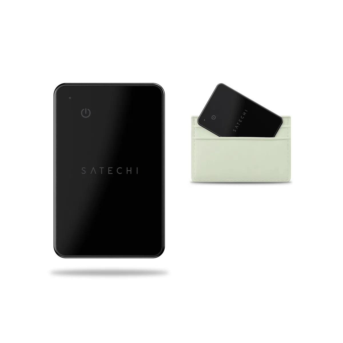 SATECHI FindAll Wallet-Kartenetui mit Find My, Tracker, Ortung, Standortverfolgung – für Geldbörsen mit Trennungsalarm, Tonsignal und kabelloser Aufladung, komp. mit iPhone, iPad & Mac – Schwarz
