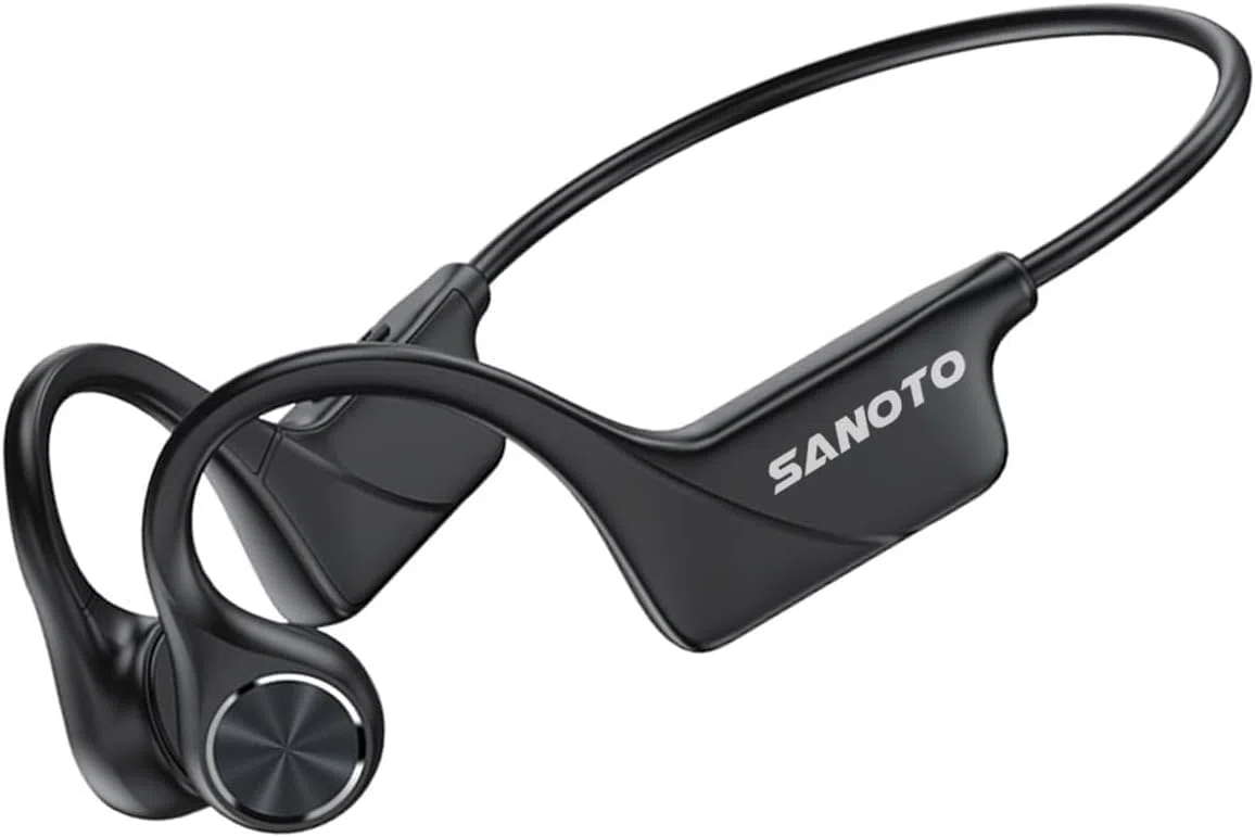 SANOTO Knochenschall Kopfhörer Bluetooth 5.3,Open Ear Kopfhörer Kabellos Bone Conduction Kopfhorer IPX5 Wasserdicht Sportkopfhörer Lange Akkulaufzeit Kopfhörer für Läufer Fitness