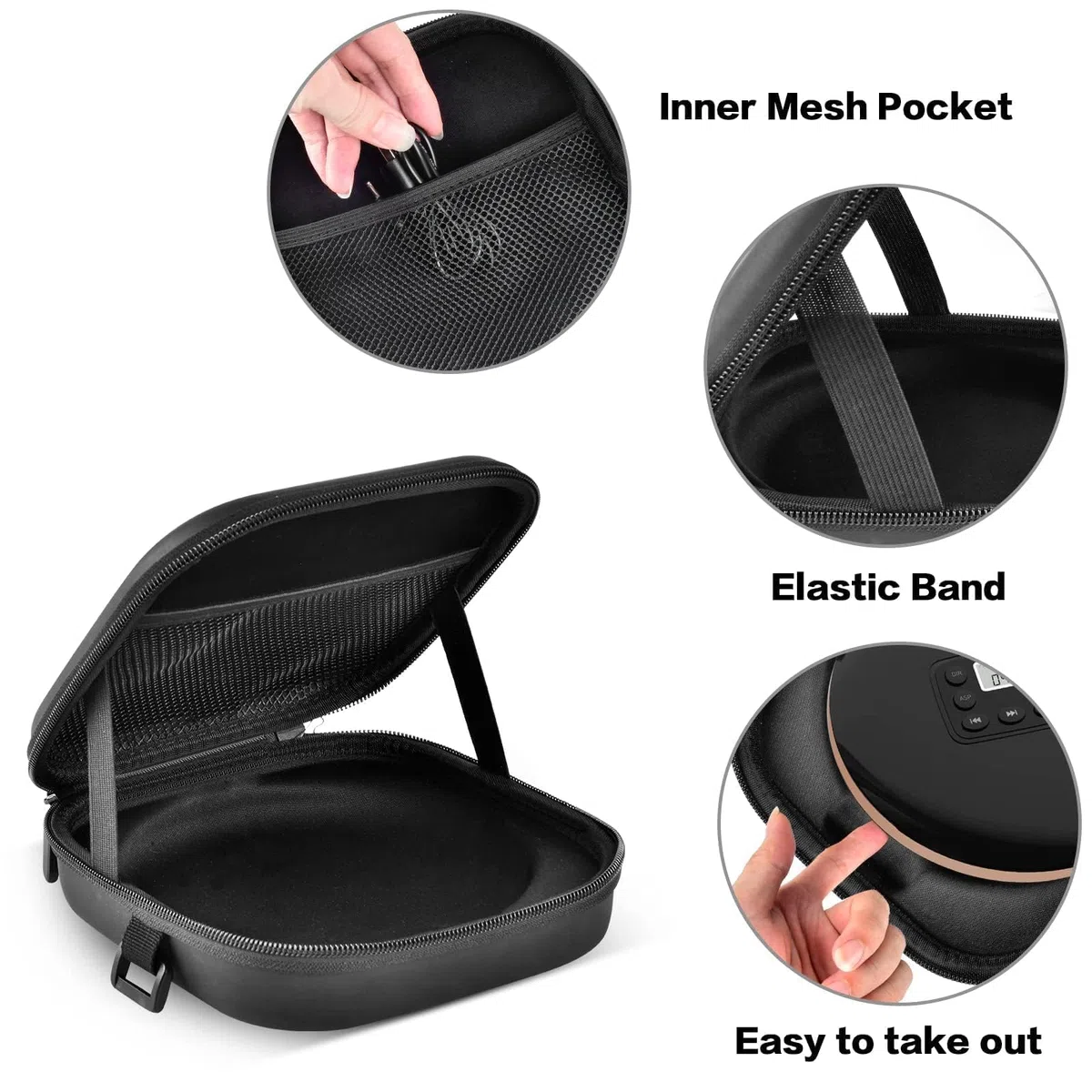 Tragbare CD-Player-Hülle, für Deluxe, für Hot, Gueray, GPX, Klim, für Arafuna, Reise-Tragetasche für Walkman Discman mit Kabelzubehör (nur Hülle (schwarz)