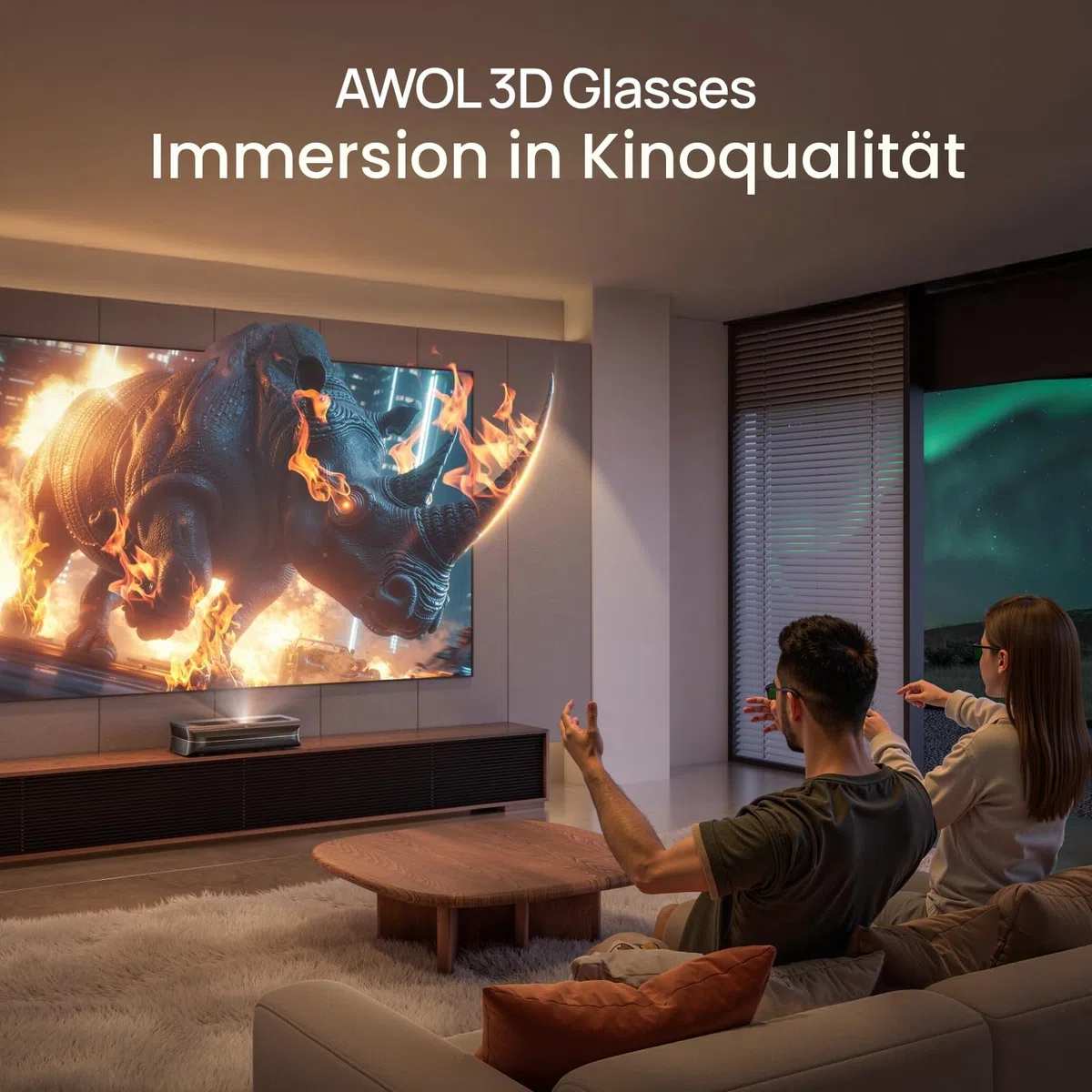 AWOL VISION DLP Link 3D-Brille, wiederaufladbare aktive Shutterbrille, kompatibel mit AWOL VISION LTV-2500, LTV-3500, Vanish TV und Anderen DLP-Link 3D Projektoren (2er-Pack)