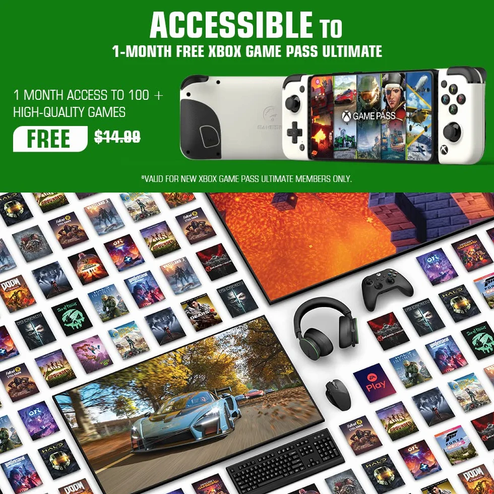 GameSir X2 Pro Mobile Game Controller für Android Type-C (100–179 mm), Handy-Controller für xCloud, Stadia, Luna, Apex, Diablo Immortal – 1 Monat Xbox Game Pass Ultimate – Passthrough Charging (weiß)