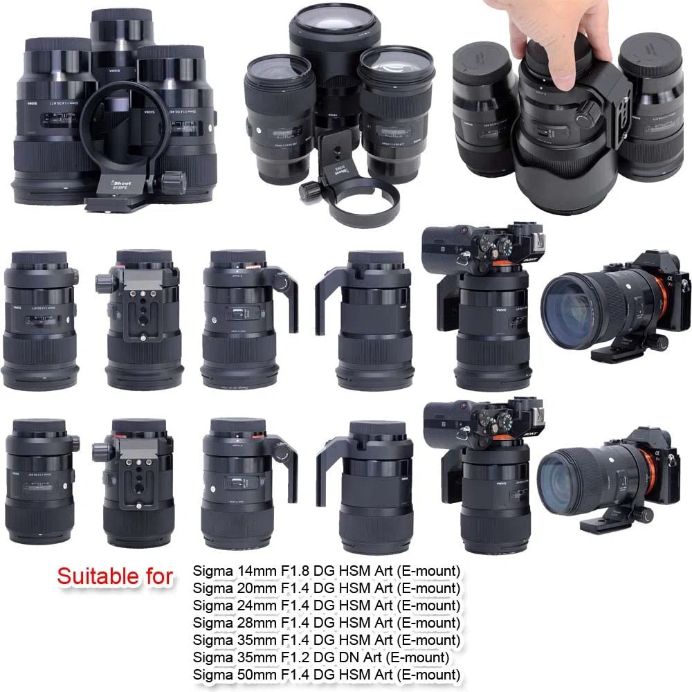 iShoot Stativschelle Stativring Objektiv Montage Kompatibel mit Sony FE 135mm f/1.8 GM, FE 50mm f/1.2 GM, FE 12-24mm f/2.8 GM, E 16-55mm f/2.8 G, 70-350mm f/4.5-6.3 G OSS, Arca-Swiss Fit Kameraplatte