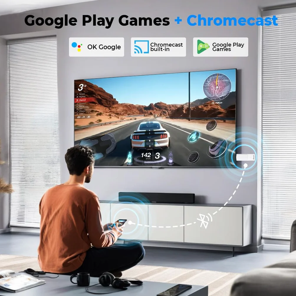 Android TV Stick 14.0 Neuestes 2026 4K Ultra HD TV-Stick Box 2 GB RAM 16 GB ROM RK3518 CPU Unterstützt 2,4/5GHz WiFi 6 BT 5.0, HDR10 Smart Streaming Media Player mit Assistant Sprachfernbedienung Weiß