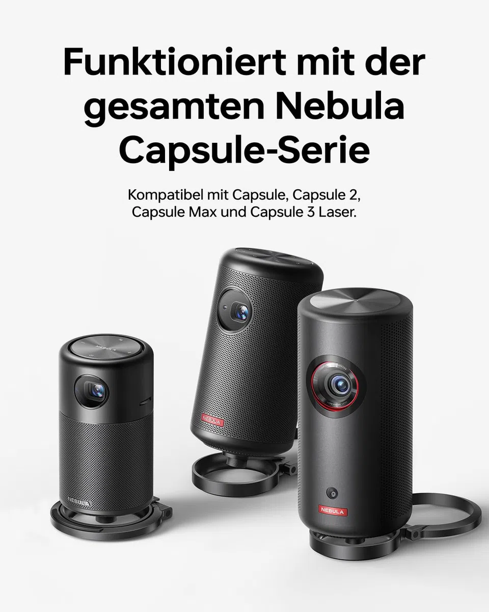NEBULA Anker Projektor faltbarer Ständer, ultra-kompakte Halterun, einfache Installation, 180-Grad-Drehung, Capsule Serie, leichtes 95g Design, passt in die originale Reisehülle