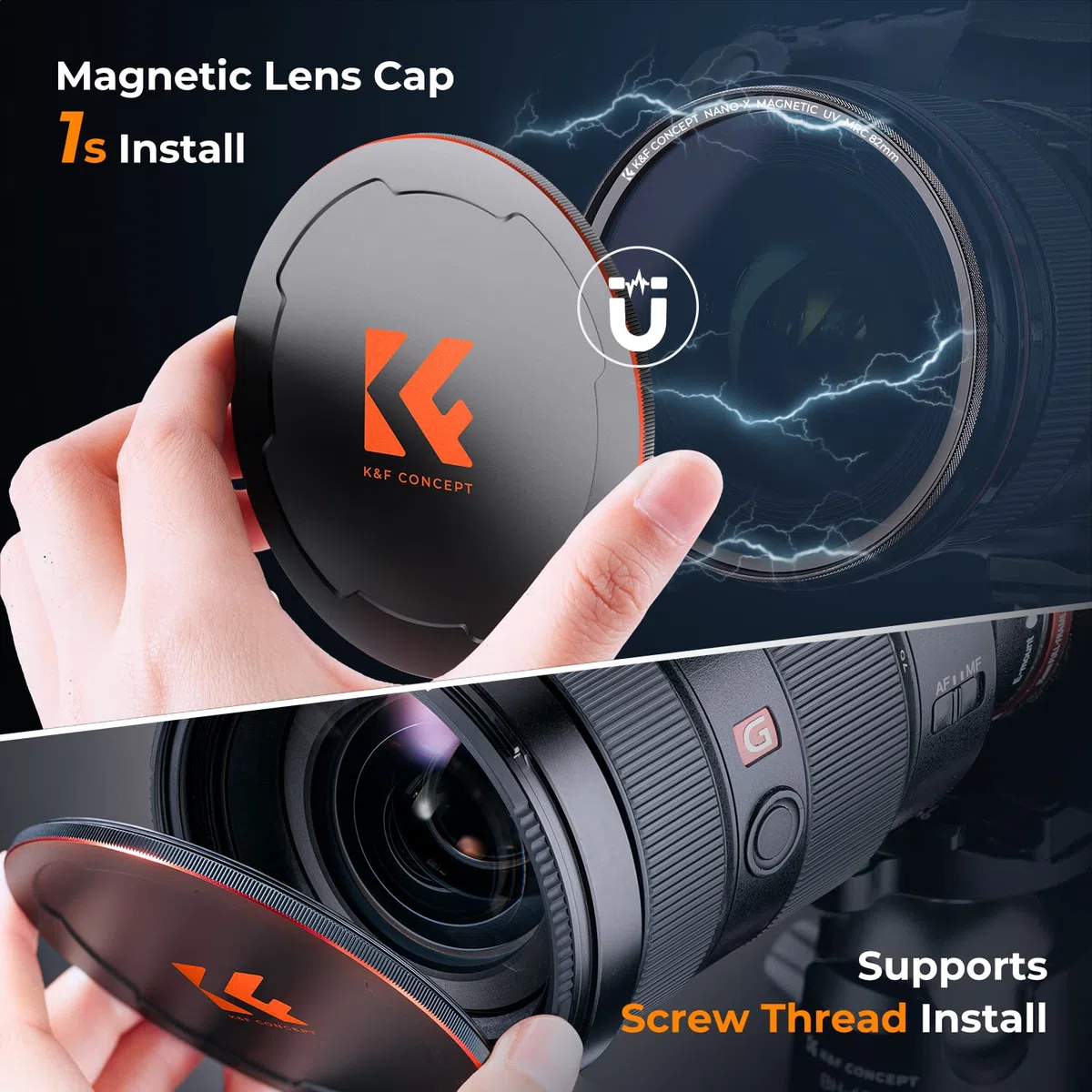 K&F CONCEPT 77MM Magnetischer MCUV Filter mit Objektivdeckel Schutzfilter Ultraviolett-Filter (Nano-Xcel)