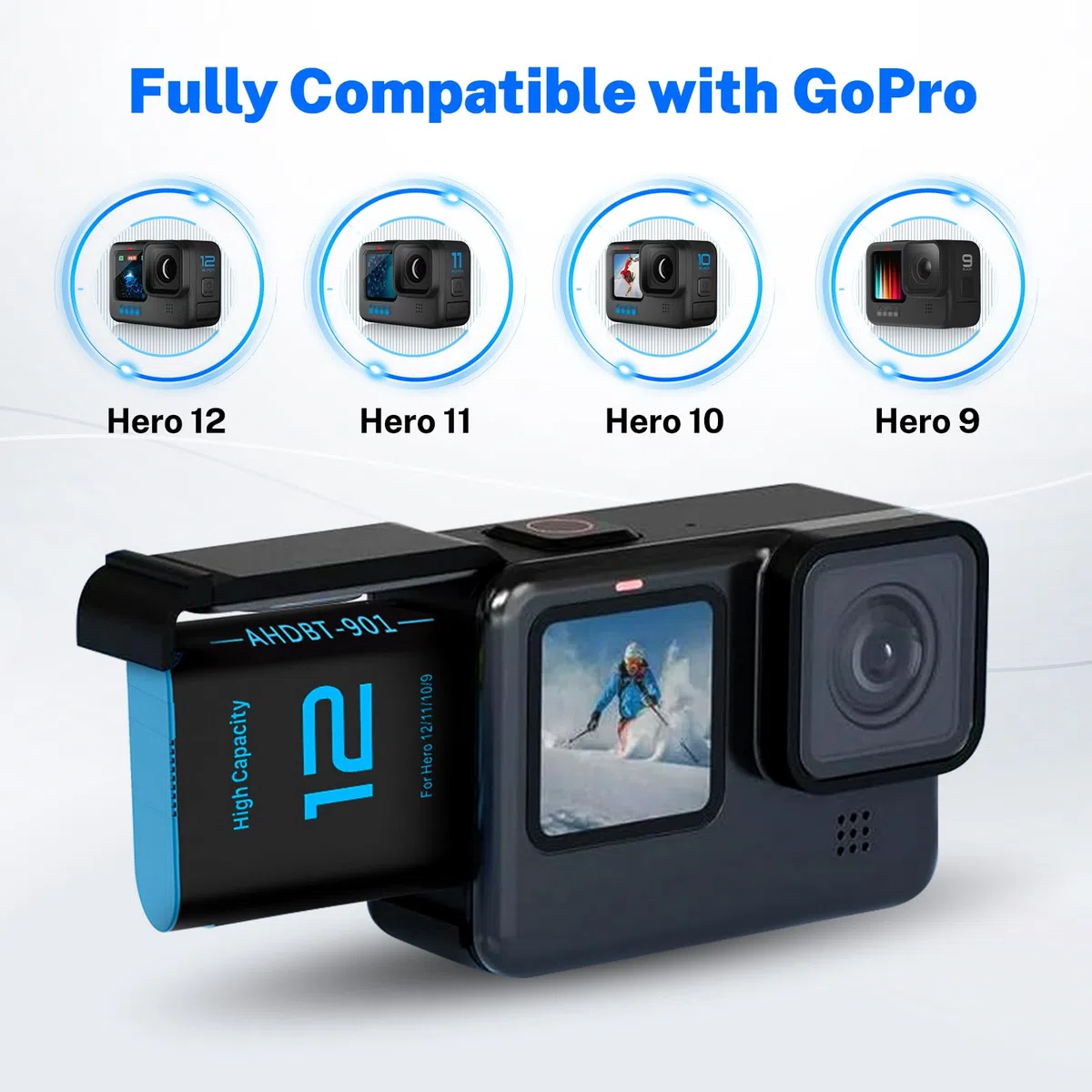 3 Stück 2580mAh Ersatzakkus für Gopro Hero 12/11/ 10/9 mit 3-Kanal Typ-C Akku-Ladestation USB-C-Aufladen