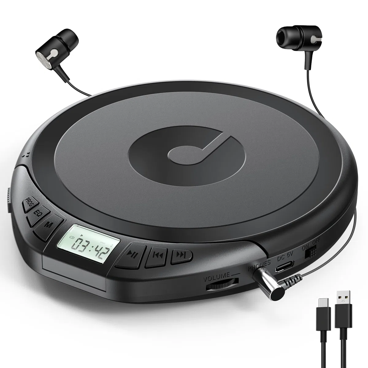 CD Player Tragbar: KOVCDVI Tragbarer CD-Player mit LCD-Display, Unterstützt CD-R/CD-RW/MP3-Wiedergabe, Kopfhöreranschluss, BBS/POP/Rock/Jazz/CLAS Soundmodi Schwarz