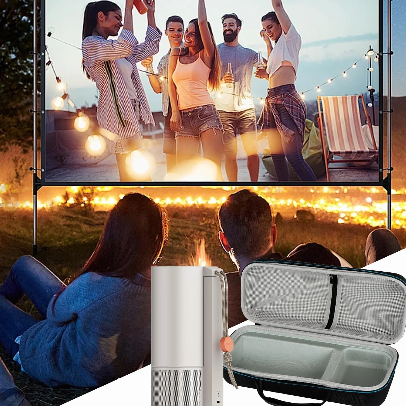 Harte Tragetasche für XGIMI MoGo 3 Pro 1080P Mini-Projektor, Reisetasche für MoGo 4 & Verstellbarer Ständer, Aufbewahrung für Fernbedienung, Ladegerät und anderes Zubehör, Schwarz