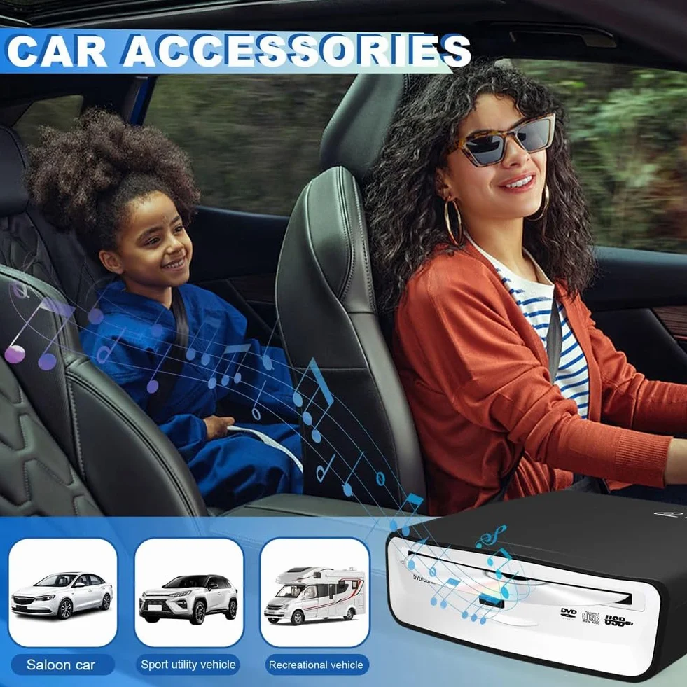 Autoradio CD/DVD Dish Box Player Externe Stereoanlage, Auto Radio CD/DVD Player Extern USB Anschluss für Laptop oder Fernseher Angeschlossen Werden, für Navigation mit Android 4.0 und
