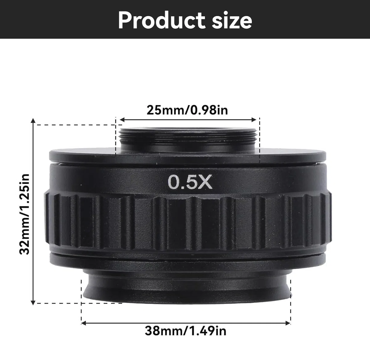 C-Mount Objektiv Adapter, 0,5X Mikroskop Adapter Objektivadapter Okular C-Mount Objektiv, 38mm CTV Mikroskop Objektiv Adapter Objektivhalterungsadapter für CCD Kamera Digitales Okular