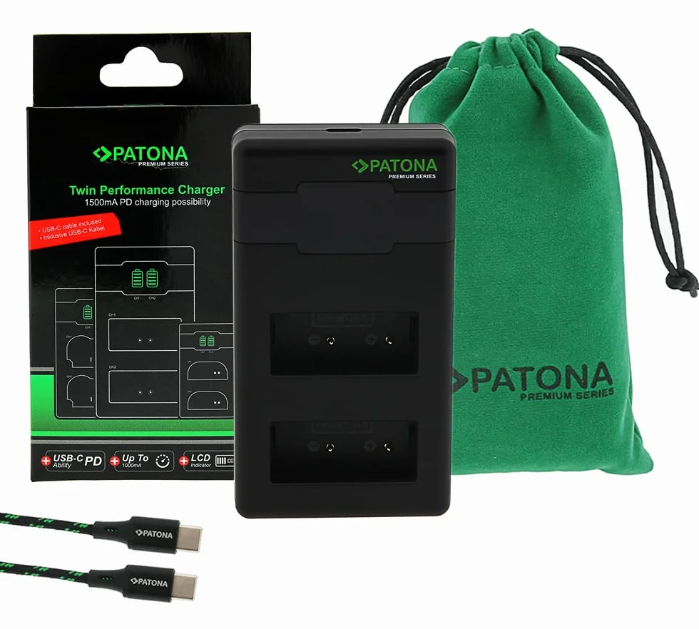 PATONA 2X Protect NP-W126s Akku (1210 mAh) + USB-C PD Dual-Ladegerät – für Fujifilm X-T5 X-T50 X-S10 X-M5 X100VI X100F X-T30 X-Pro3 – mit NTC-Sensor & V1-Gehäuse