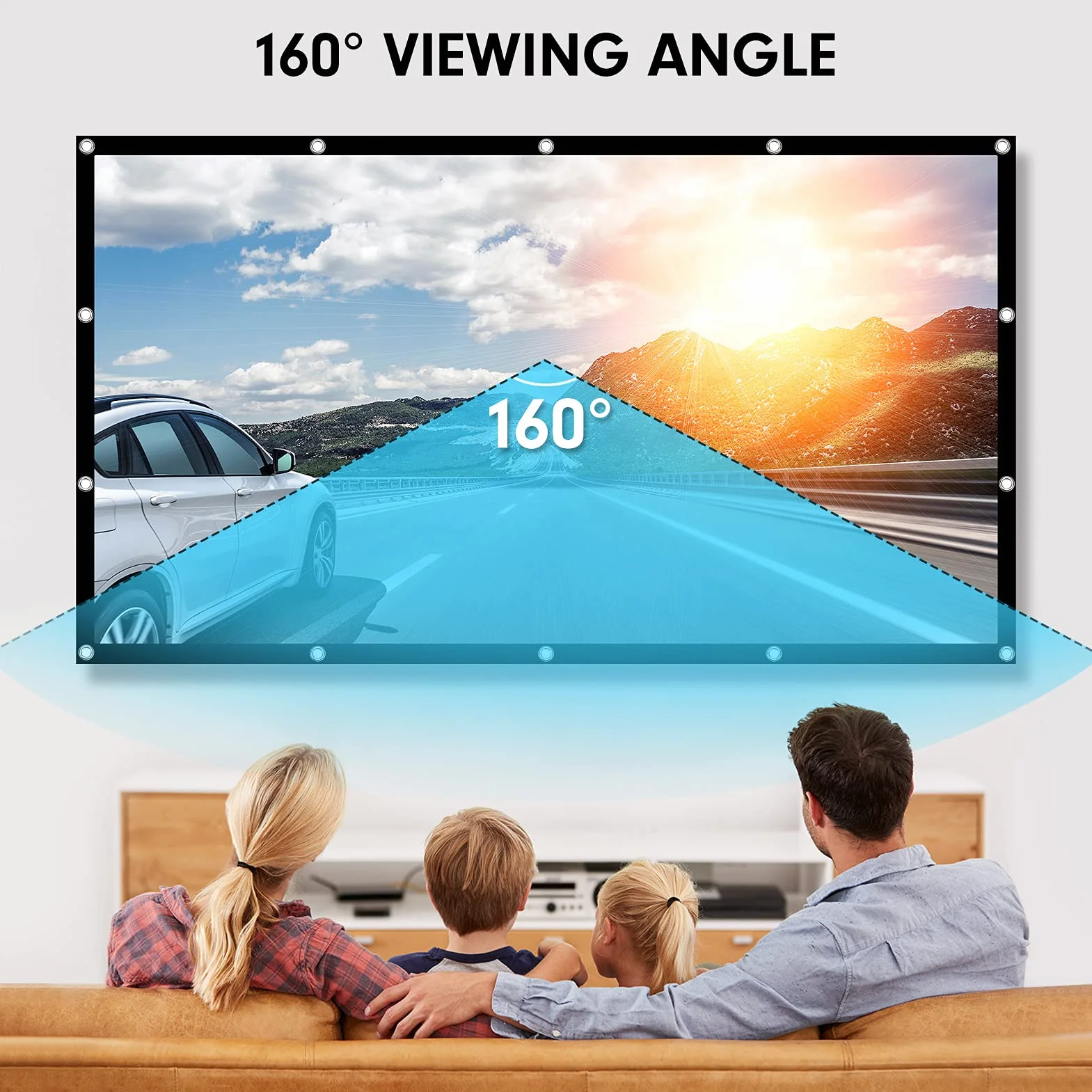 Osoeri Leinwand Beamer 120 Zoll, 16:9 HD Faltbarer Beamer Leinwand, Anti-Falten Doppelseitige Projector Screen 265x149cm, Tragbarer Projektor Leinwände für Zuhause, Schule, Treffen