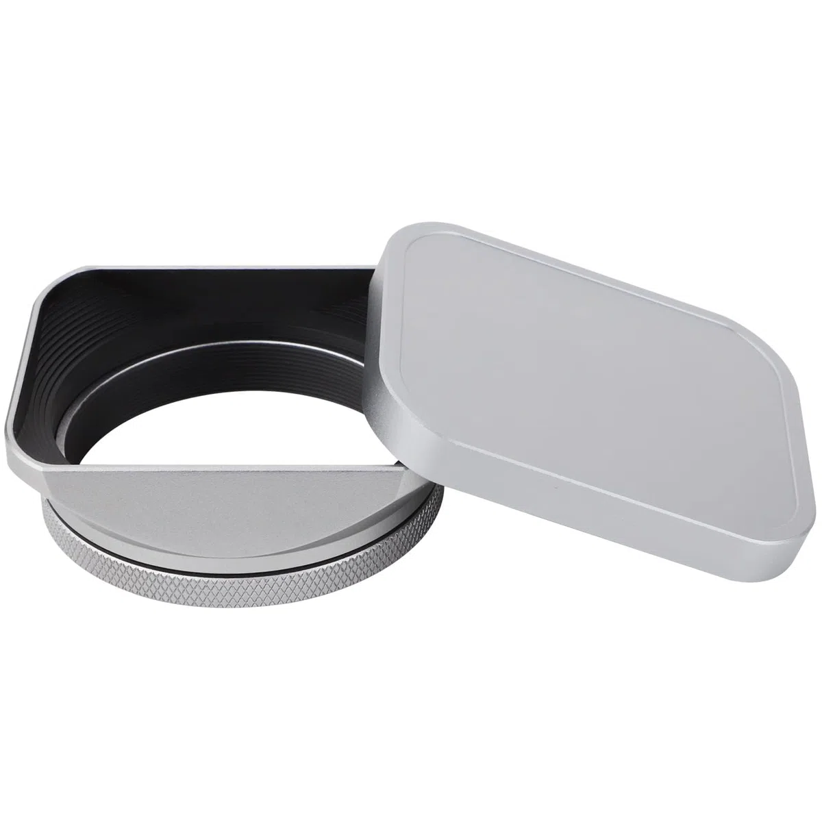 Haoge LH-X200S Gegenlichtblende aus Metall, quadratisch, mit 49 mm Adapterring, Metallkappe für Fujifilm X100VI Fuji X100V X100F X100T X100S X70 Kamerazubehör, Silber