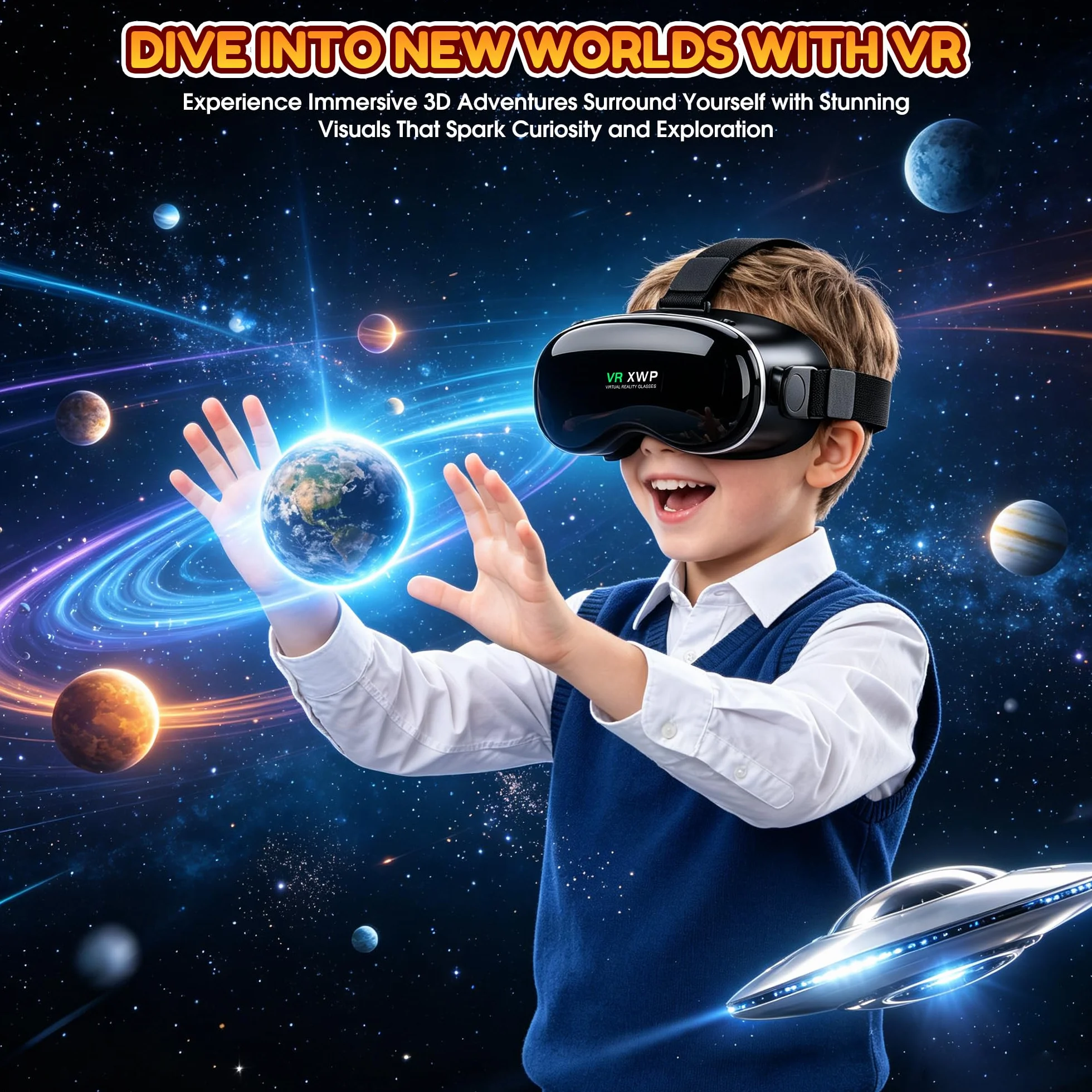 XWP VR Brille Handy, 3D Virtual Reality Headset Für Smartphone, Kompatibel Mit iPhone/Android (4.7–7.0"), Mit HD-Optiklinse, Perfekt Für Lernen, Gaming&Filme, Geburtstagsgeschenk Für Kinder & Familie