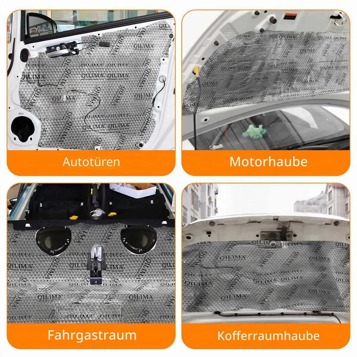QILIMA Alubutyl Dämmmatte fürs Auto, 2mm Antidröhnmatte selbstklebend zur Schalldämmung, 250x400mm Isolierung gegen Lärm, 3,3 m² Gesamtfläche (33er Pack)