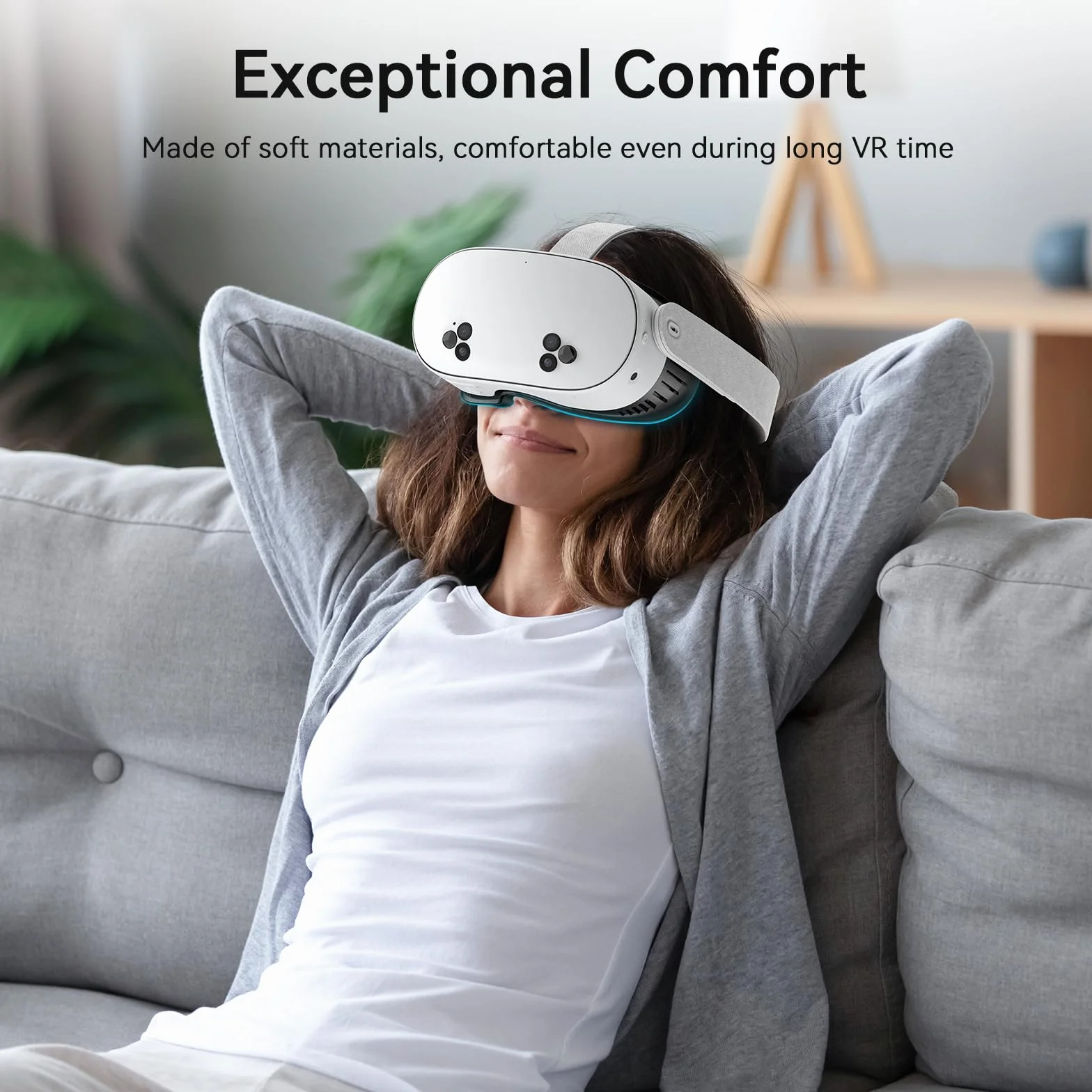 AMVR Verbessertes Komplettes Lüftungsdesign Comfort Face Pad Facial Interface Cover Kompatibel mit Meta/Oculus Quest 3S Zubehör,Patentierter Z-förmiger Maskenhalter,with PU/Ice Silk Cotton Cushion