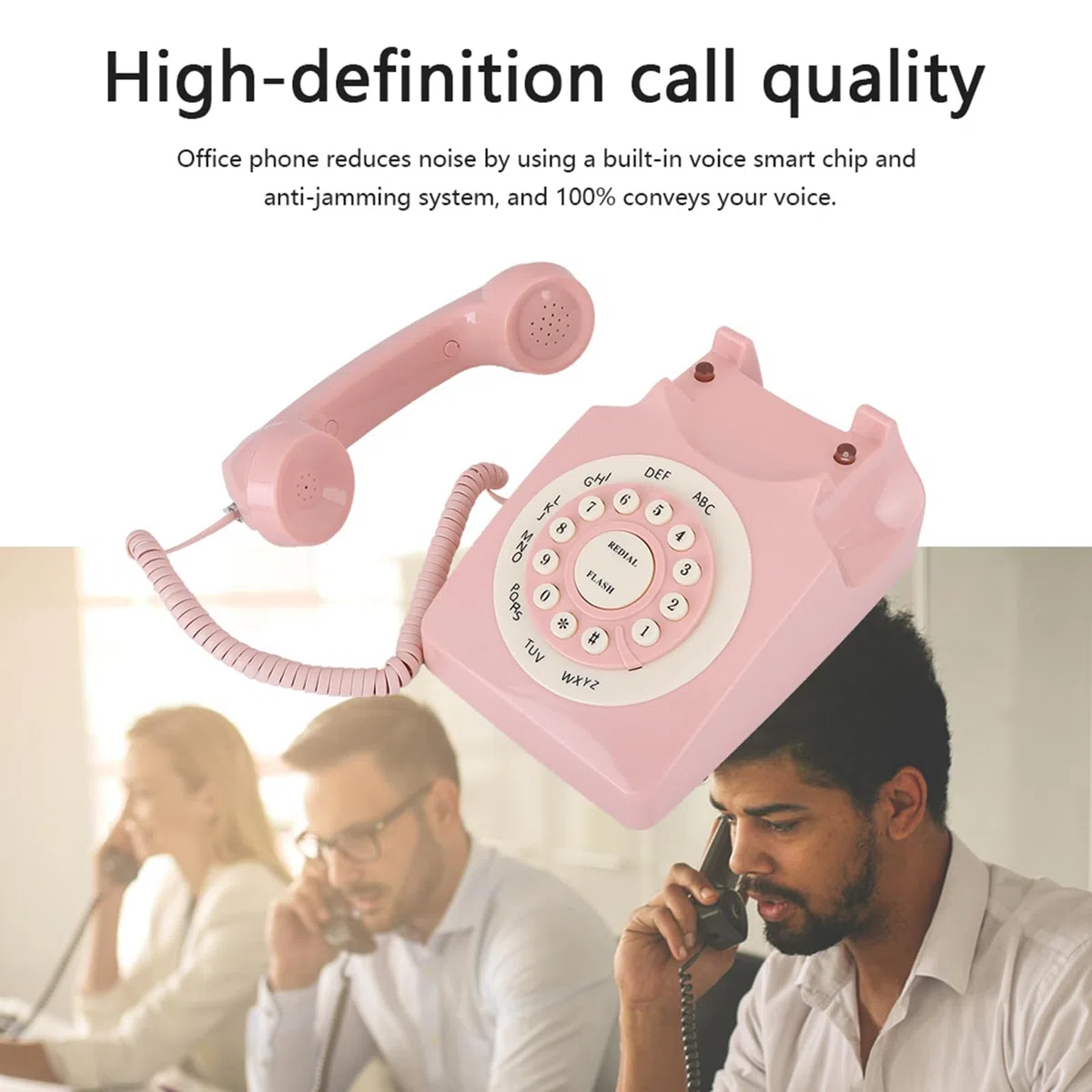 Rosa Vintage-Telefon High-Definition-Anrufqualität Kabelgebundenes Vintage-Telefon Rosa Klassisches Retro-Festnetz Im Alten Stil Schnurgebundene Telefone für Zuhause Büro