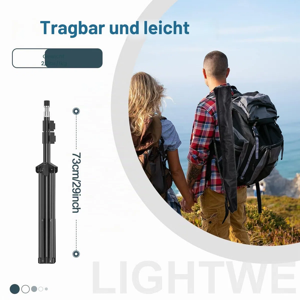 EMART 210cm Lichtstativ Stabil Lampenstativ Aluminium-Stativständer Licht Stativ tragbares Beleuchtungsstativ 5 kg Traglast, 1/4 Zoll Schraube Light Stand für Studio Kits, Softbox-2 Stück