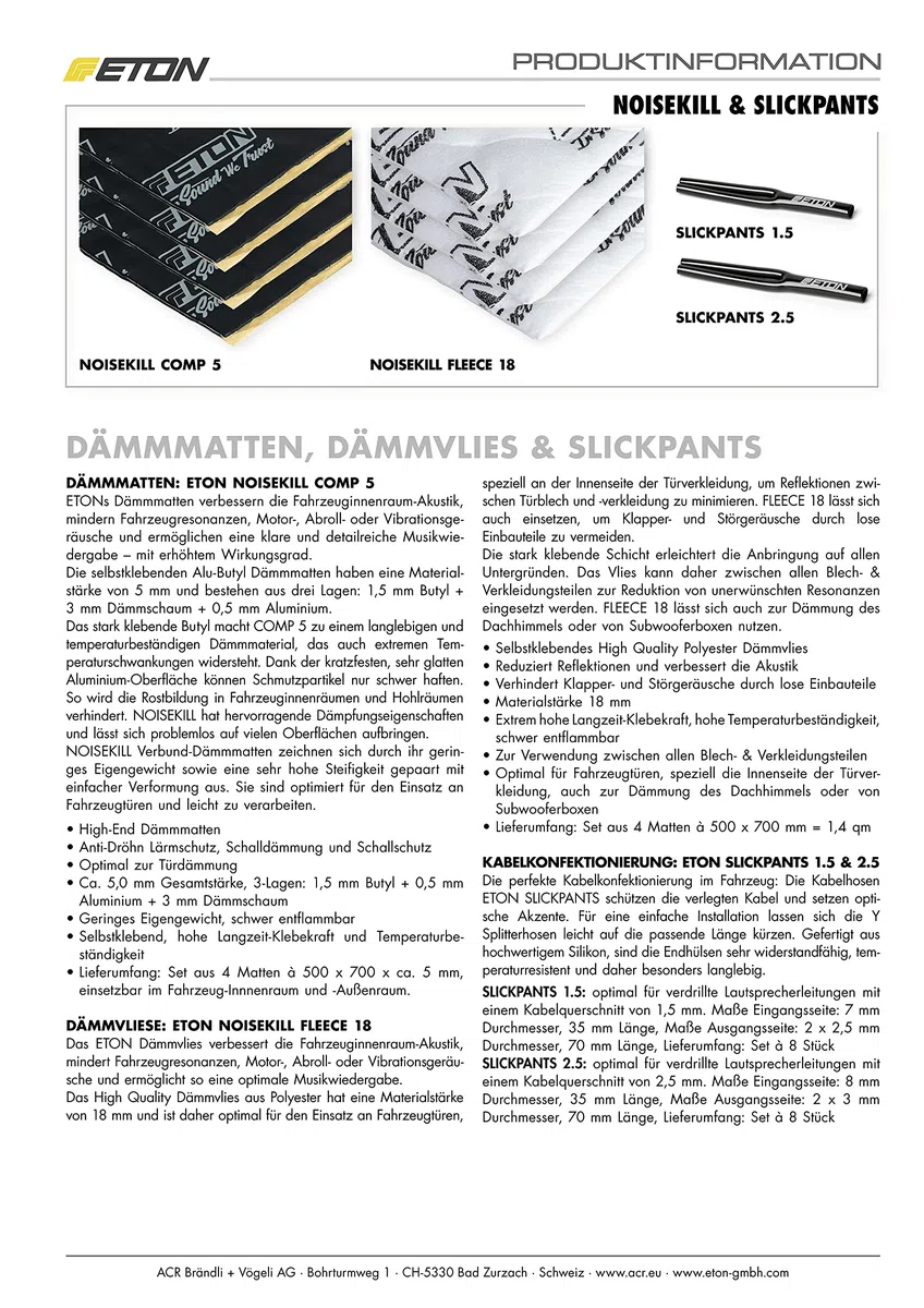 ETON NOISEKILL COMP 5: Selbstklebende Alu-Butyl Dämmmatten, High-End Dämmmaterial, Anti Dröhn Lärmschutz, Schalldämmung und Schallschutz für Autos, ca. 5,0 mm, 4 St., 500 x 700 mm