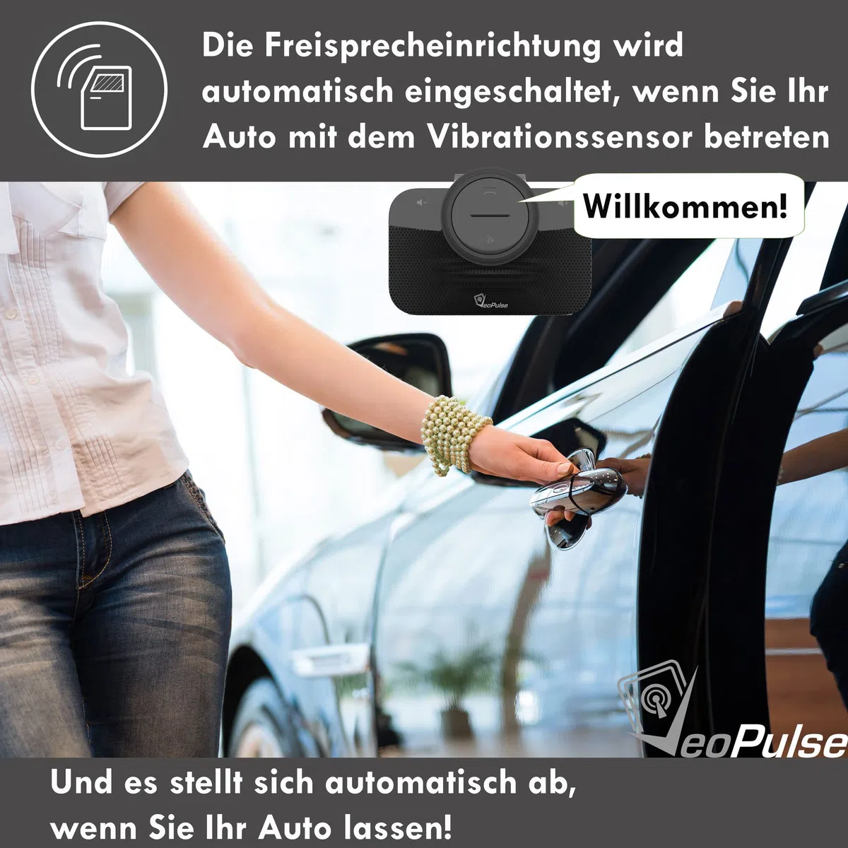 Freisprecheinrichtung Bluetooth Freisprechanlage VeoPulse B-PRO 2 mit Licht und automatischem Anschluss