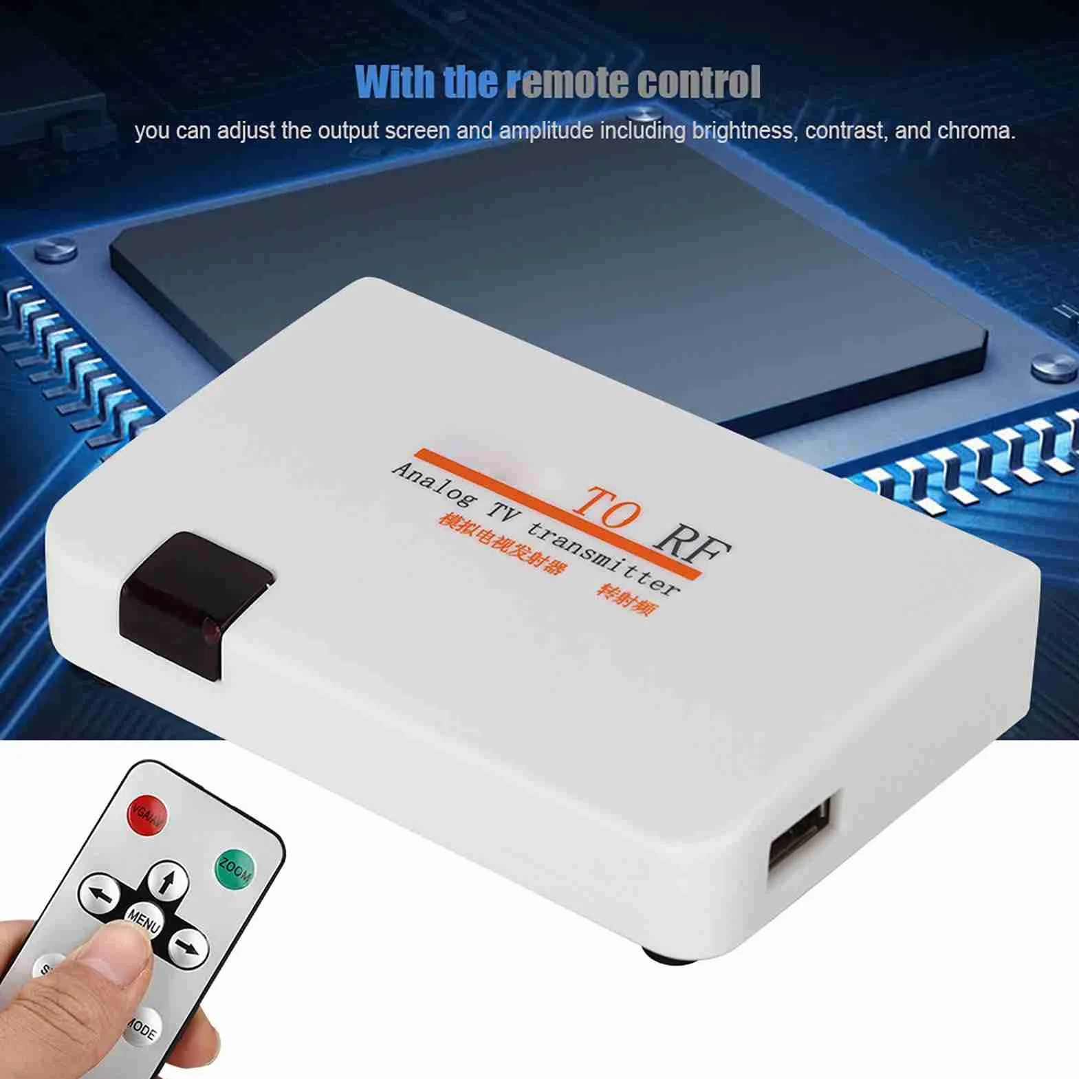 ASHATA HDMI zu Koax HF-Wandler Modulator für TV, HDMI zu HF Koaxial Wandler Adapter Box mit Fernbedienung, Unterstützung 480I/480P/576I/576P/720P/720I/1080I/1080P (100-240V)(EU)