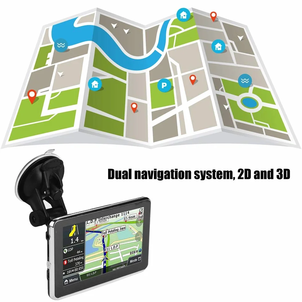 Navigationsgeräte für Auto, GPS-Navigation, universeller 5 Zoll Touchscreen Auto Navigator GPS Navigation DDR256M 8G MP3 FM Europa Karte 1