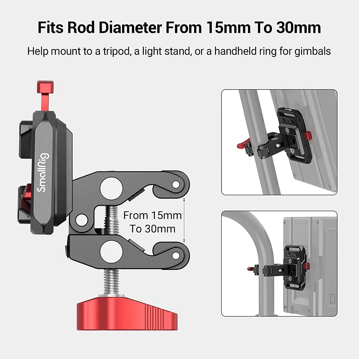 SMALLRIG Mini V Mount Battery Plate Batterie Platte mit Super Klemme, Kompatibel mit für SmallRig für Moman für ZGCINE für PATONA und für VILTROX Akkus - 2989