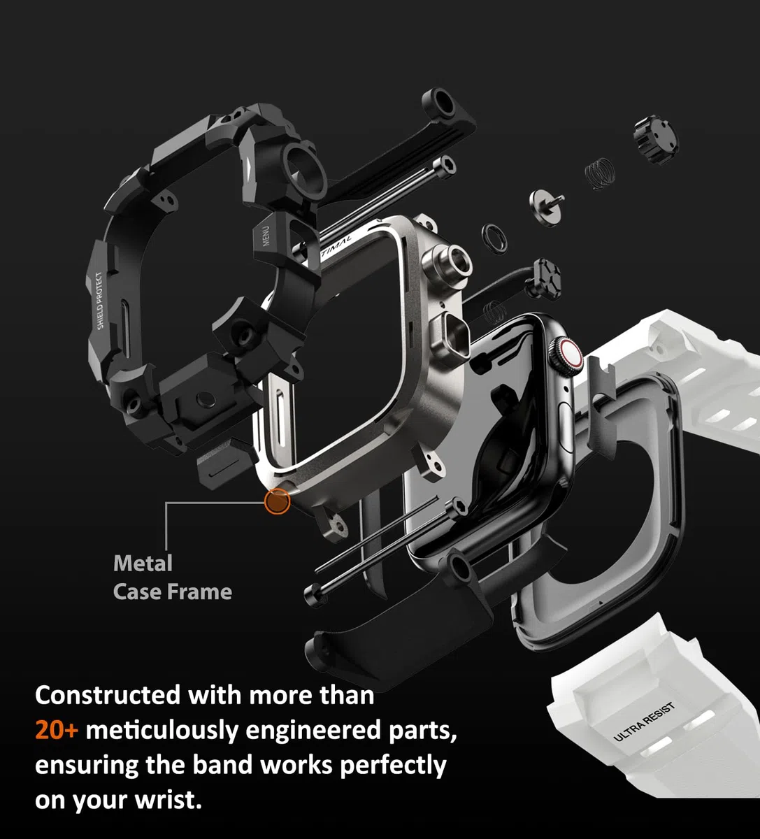 ULTIMAL Robuste Schutzhülle mit Band für Apple Watch 49 mm, kompatibel mit Apple Watch Ultra 3/2/1, stoßfest, Militärqualität, für iWatch, taktisches Band für Herren