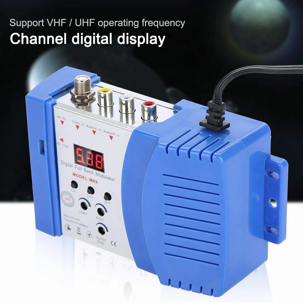 Socobeta Modulator Digital RF Modulator AV zu RF AV zu TV Konverter VHF UHF für Smart TV Satellitenempfänger VCR DVD(EU-Stecker)