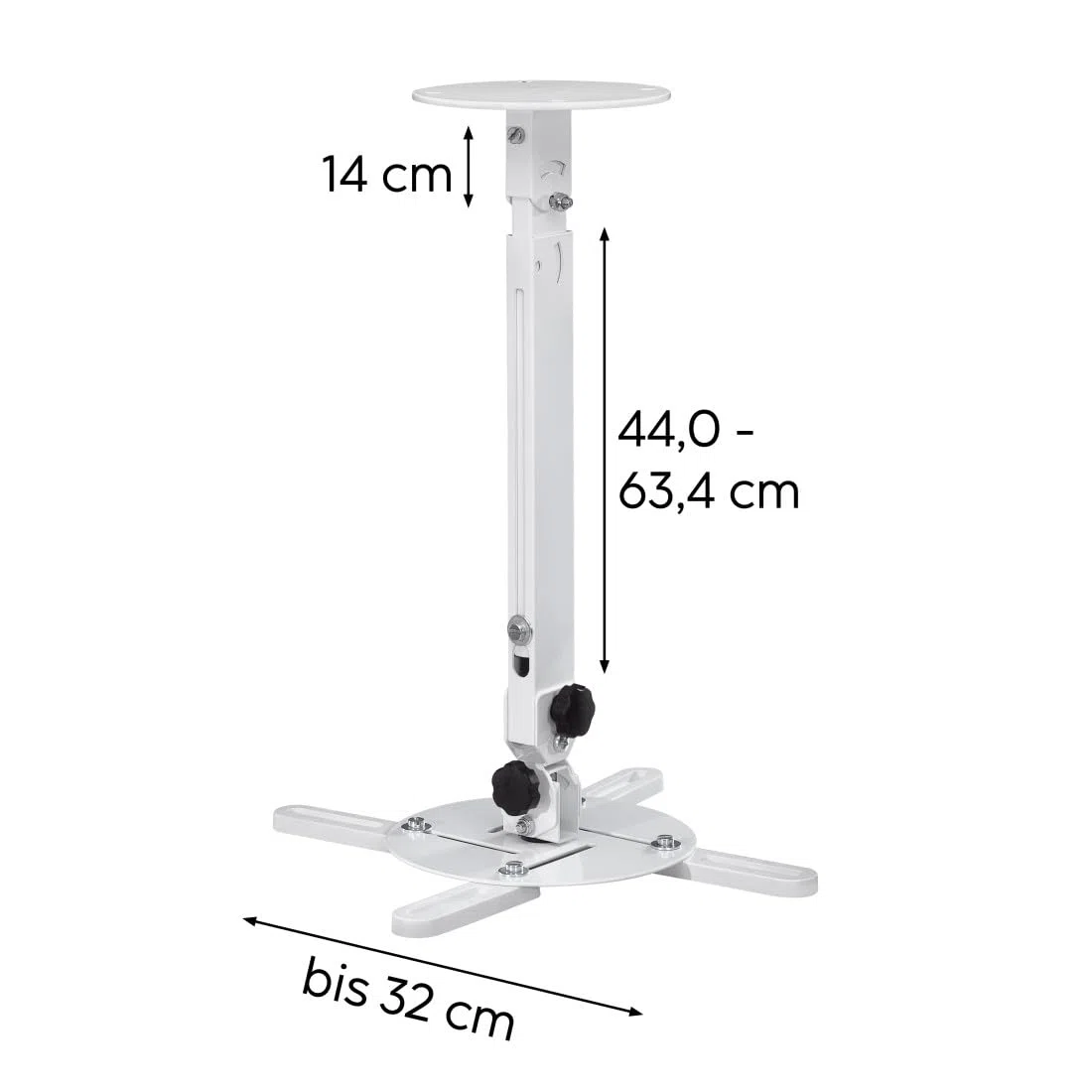 Hama Beamer Deckenhalterung, höhenverstellbar, 360° schwenkbar, neigbar (Beamer Halterung für Decken und Schrägen, universal für Beamer, Projektoren bis 15kg, ideal fürs Heimkino) weiß