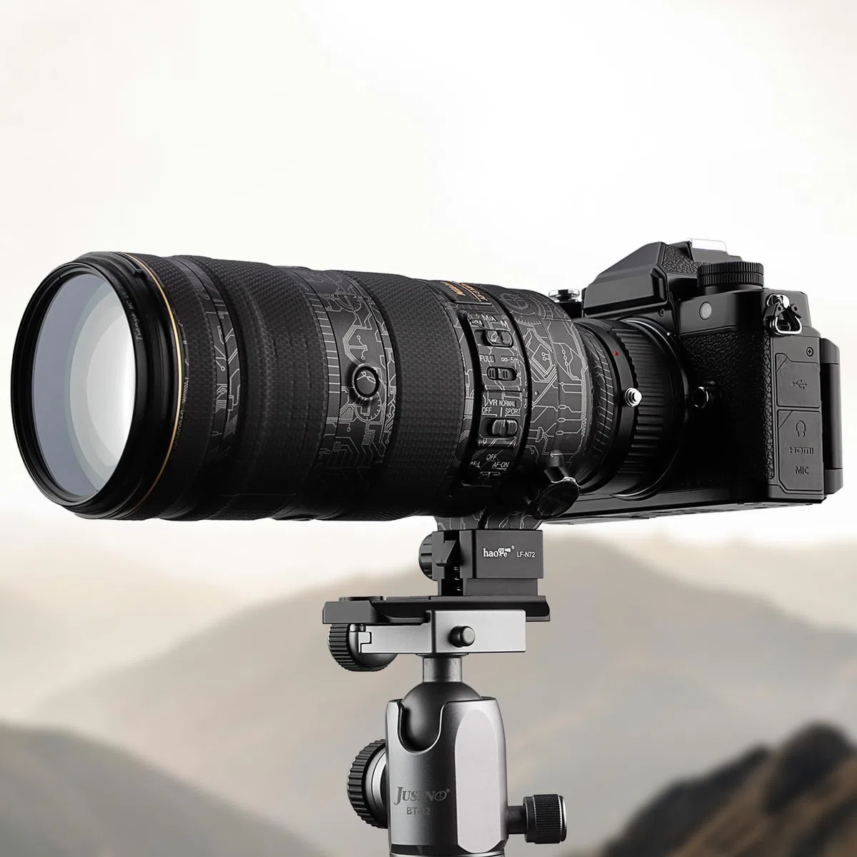 Haoge LF-N72 Objektivmanschette Fuß Stativhalterung Adapter für Nikon AF-S Nikkor 70-200mm f2.8G ED VR I II, 70-200mm f2.8E FL ED VR und 500mm f5.6E PF ED VR Objektiv