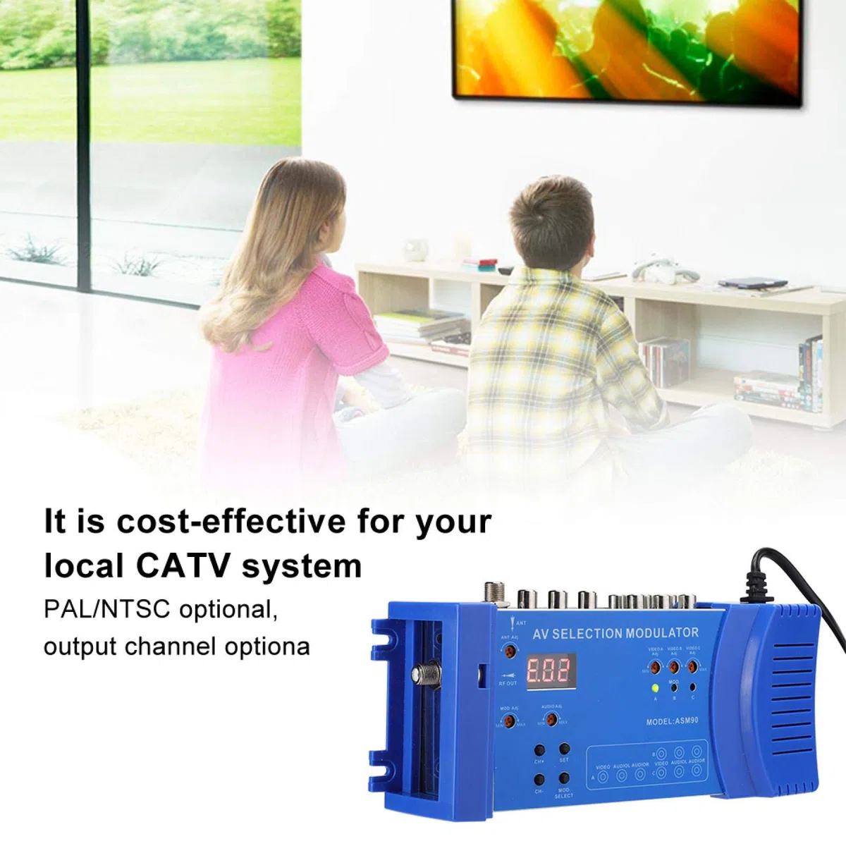 HF-Modulator Kompakter HF-Modulator Audio-Video-TV-Wandler RHF UHF-Signalverstärker AC 100-240V