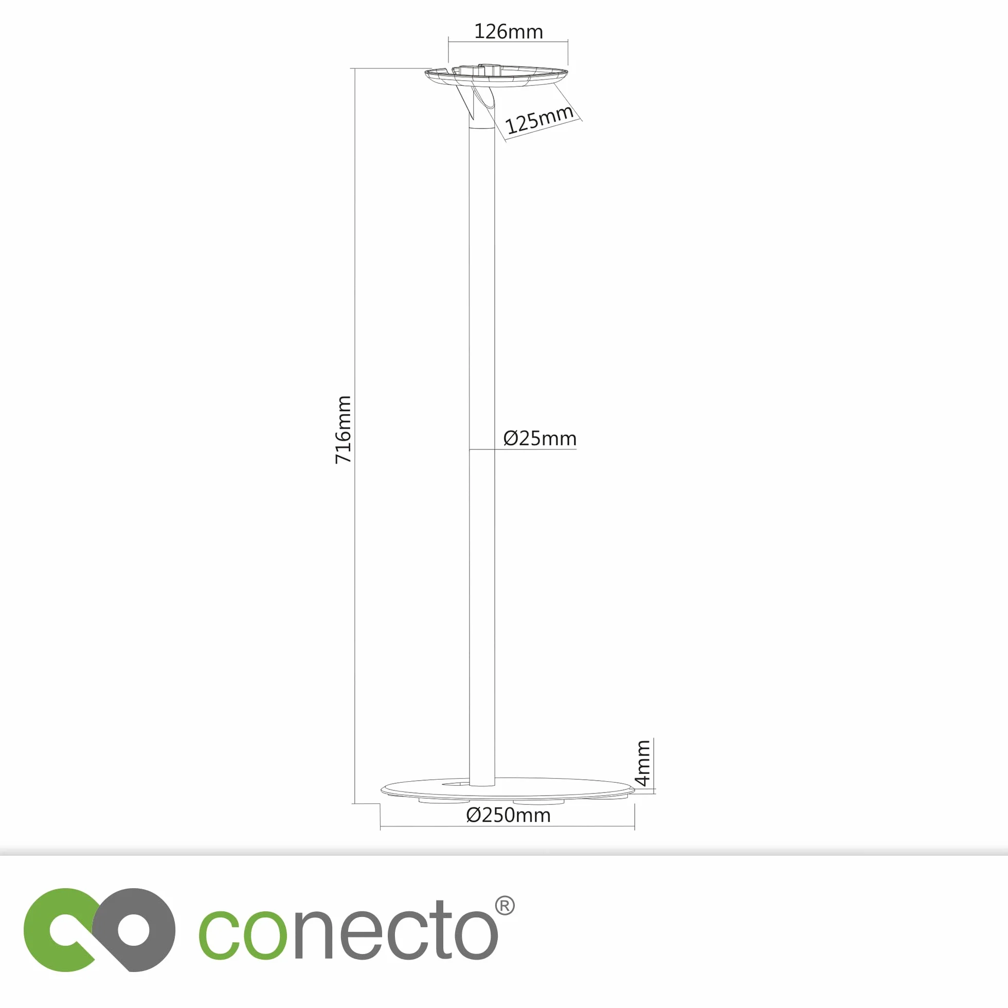conecto, Lautsprecher-Ständer für SONOS ONE (SL) und SONOS Play:1 mit Kabelmanagement, Material: Stahl und Aluminium, Höhe: 71,6cm, weiß