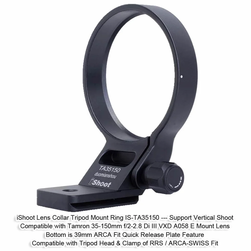 Metall-Stativ-Halterungsring, kompatibel mit Tamron 35–150 mm f/2–2.8 Di III VXD A058 E Halterung, Objektivstütze, Halterung unten ist Arca-Swiss Fit Schnellwechselplatte mit Schwalbenschwanznut