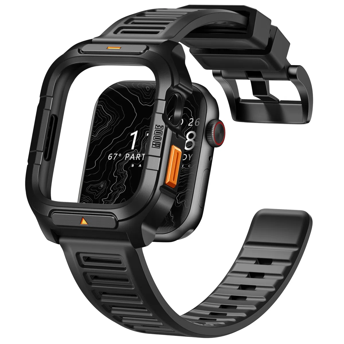 Bandletic Armband Mit Schutzhülle Für Apple Watch 44mm - Edelstahl Robust Stoßfest Militär Langlebig Bumper Für Herren - Kompatibel Mit Series 6 5 4 SE 2