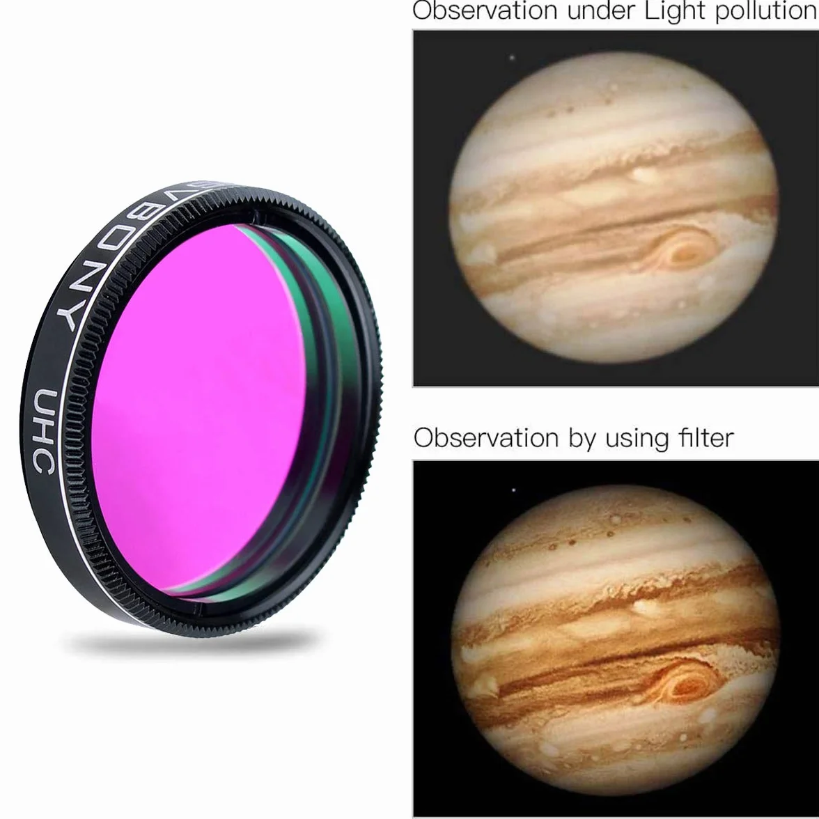 Svbony Teleskopfilter 1.25", UHC Filter Reduziert Lichtverschmutzung Kontrast Erhöhen, Okularfilter für Nebel Deep Sky Astronomische Beobachtung und Astrofotografie