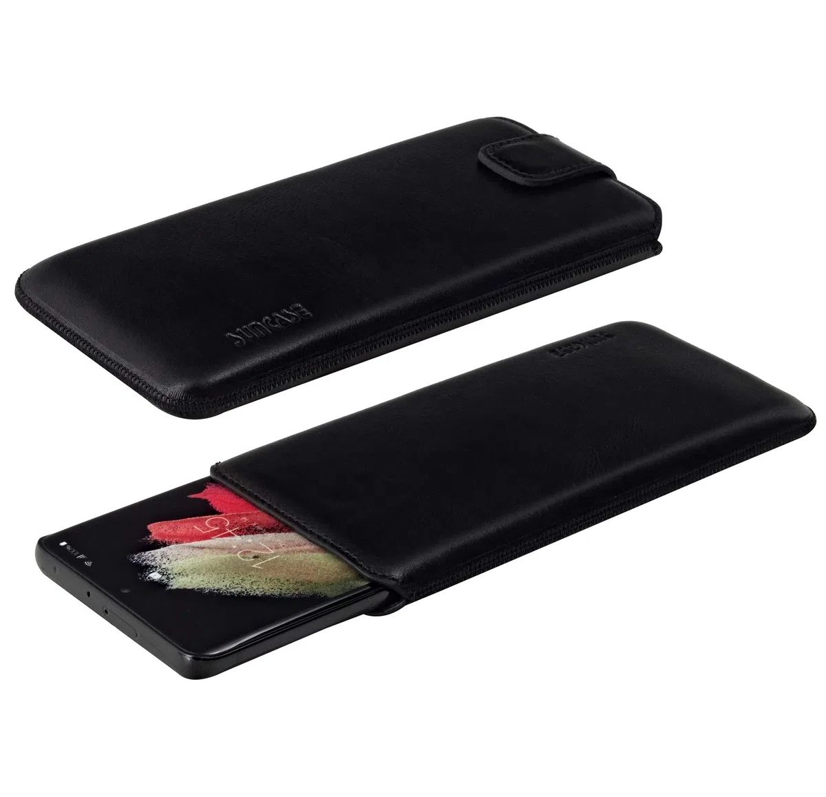 Suncase ECHT Ledertasche Leder Etui *Slim-Edition* kompatibel mit Samsung Galaxy S26 5G Hülle (mit Rückzugsfunktion und Magnetverschluss) in schwarz