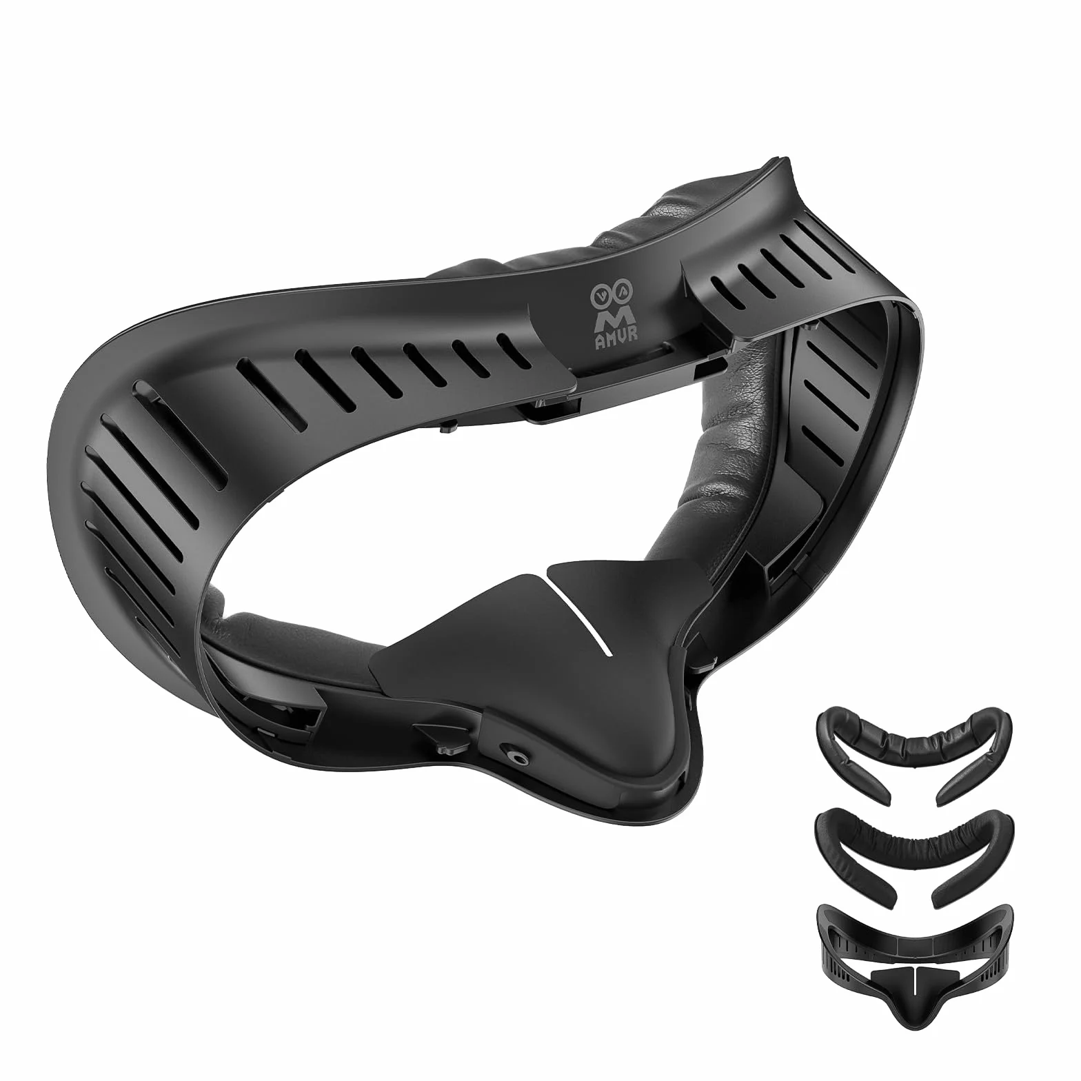 AMVR Verbessertes Komplettes Lüftungsdesign Comfort Face Pad Facial Interface Cover Kompatibel mit Meta/Oculus Quest 3S Zubehör,Patentierter Z-förmiger Maskenhalter,with PU/Ice Silk Cotton Cushion