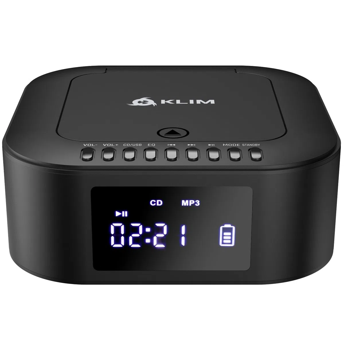 KLIM Boombox E1 Radio mit CD Player - BASS Boost mit Tieftöner - FM Radio, MP3, Bluetooth, AUX, USB, Kompakt Disc - CD Player tragbar mit kabellosem Modus und aufladbaren Akku - Mit Fernbedienung