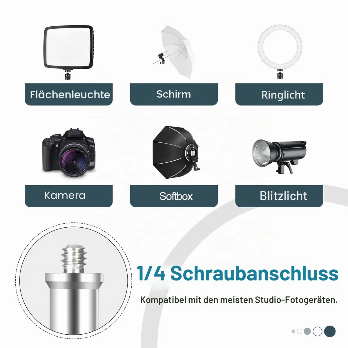EMART 210cm Lichtstativ Stabil Lampenstativ Aluminium-Stativständer Licht Stativ tragbares Beleuchtungsstativ 5 kg Traglast, 1/4 Zoll Schraube Light Stand für Studio Kits, Softbox-2 Stück