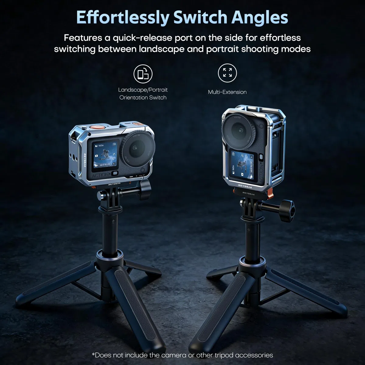 REYGEAK Ultraleichter Metallkäfig für DJI OSMO Action 6, Aluminium-Schutzgehäuse-Rahmen mit 1/4-Zoll-Schraube, Kaltschuh, Schnellspanner-Adapterhalterung mit Doppelkrallen für OSMO Action 6