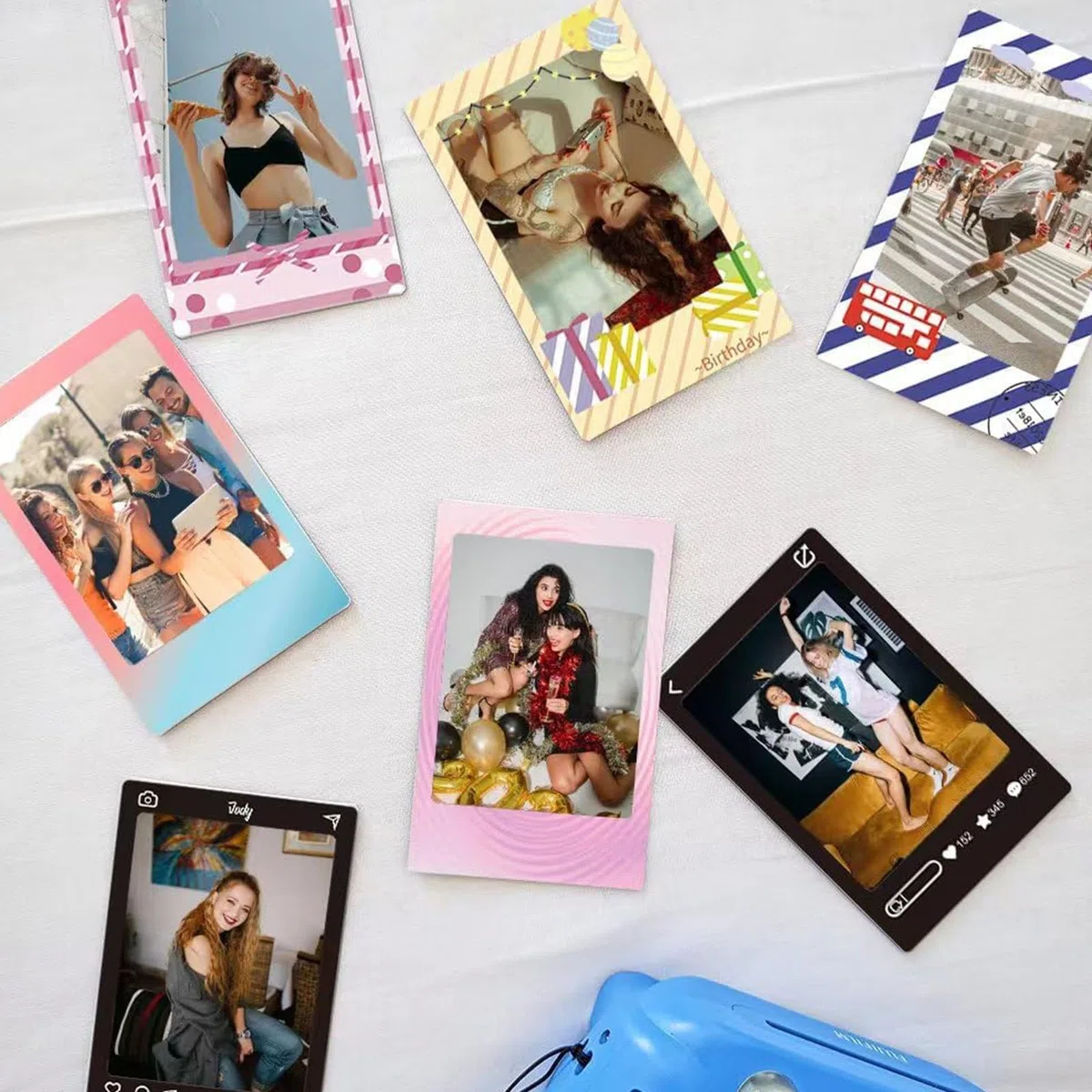 30 Pcs Foto-Bordürenaufkleber Film Fotorahmen Aufkleber Schöne Mini-Fotofilm-Aufkleber Spaß Sticker 3 Zoll Kompatibel mit Fujifilm Instax Mini Film 12/11/9/8/7s/70/40/50s/90 Evo Sofortbildfilm