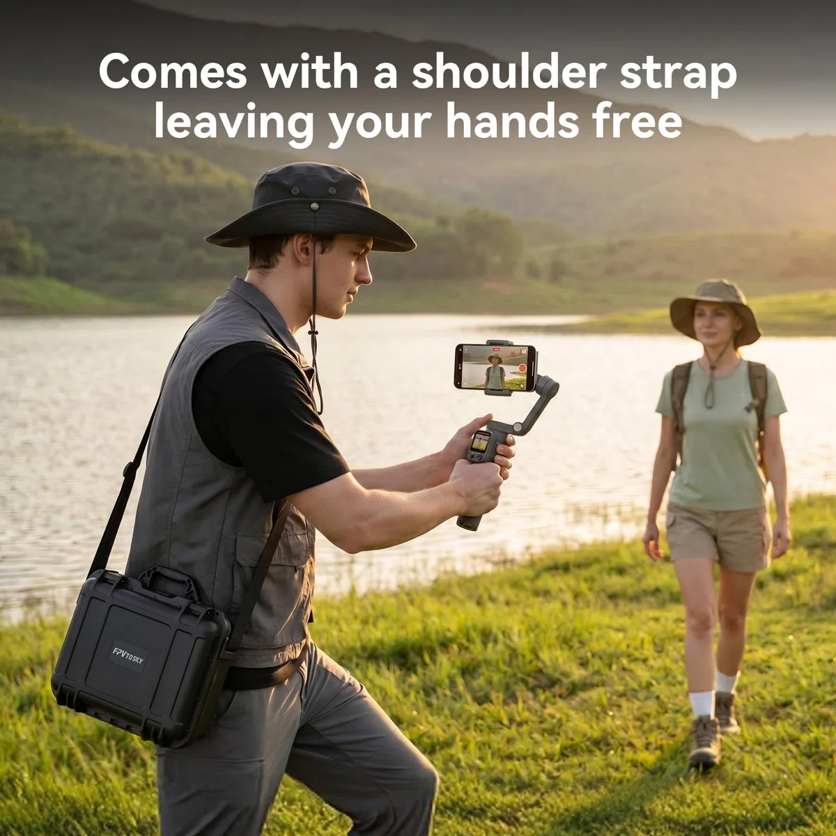 FPVtosky Doppeldecker Hartschalenkoffer für DJI Osmo Mobile 8P Kreativ Combo, Große Kapazität, Eva-Schaum, Wasserdicht, Stoßfest, Koffer Geeignet für Osmo Stabilisator & Zubehör, Geräte-Organizer-Box