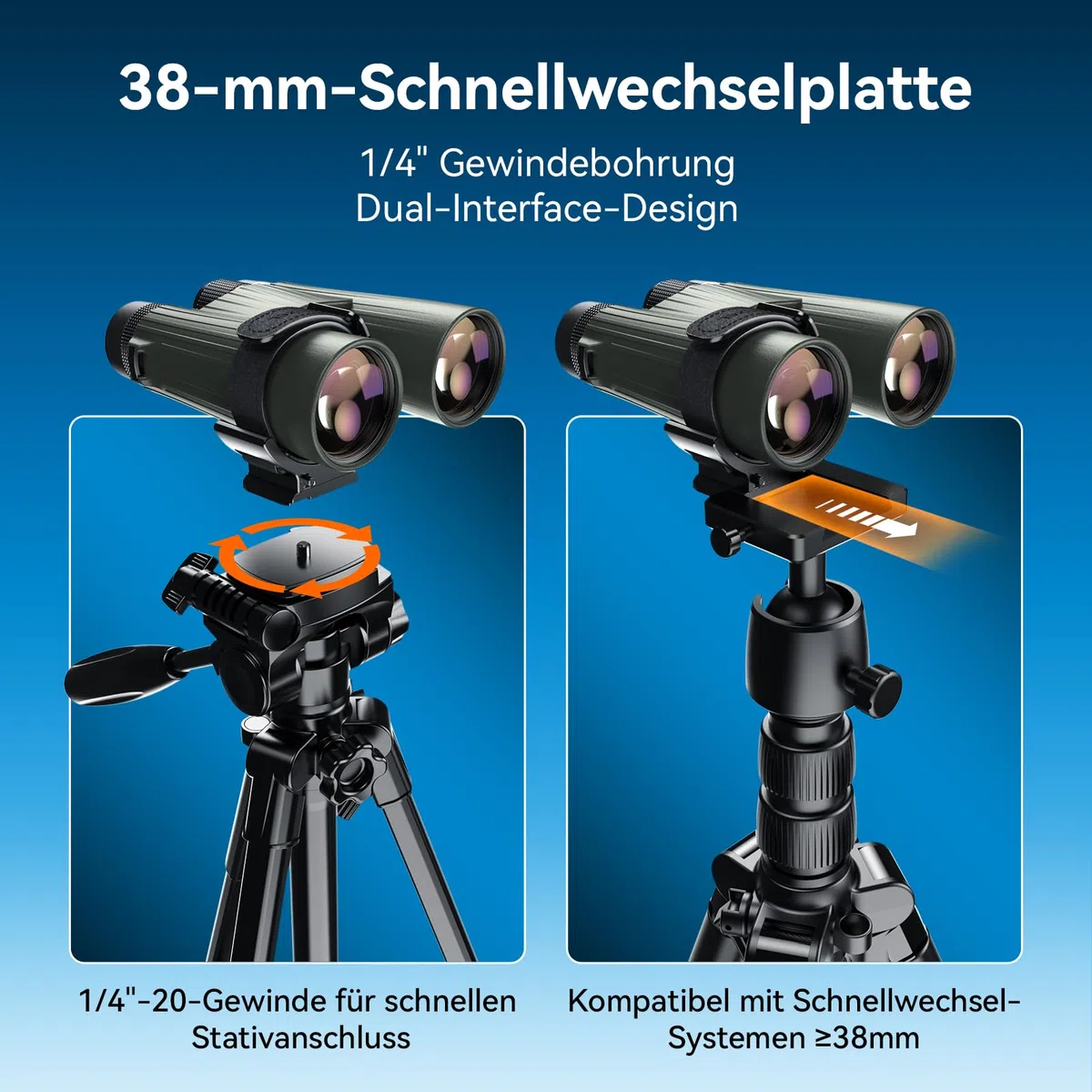 APEXEL Universal Fernglas Rucksack Adapter – 38mm Schnellwechselplatte & 1/4" Gewindeanschluss,Teleskop-Halterung Adapter,Monocular Telescope-Rucksack Clip,Geeignet für Rucksackgurte/Gürtel