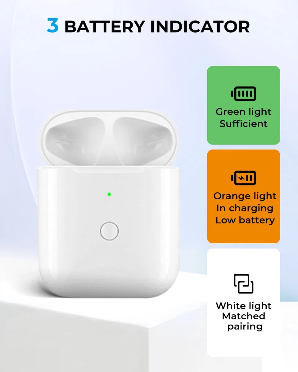 Kabelloses Ladecase Kompatibel mit Air-pods 1 und 2 Generation, 550 mAh Wireless Charging Case Original Ersatz Replacement, Bluetooth Pairing Sync Button
