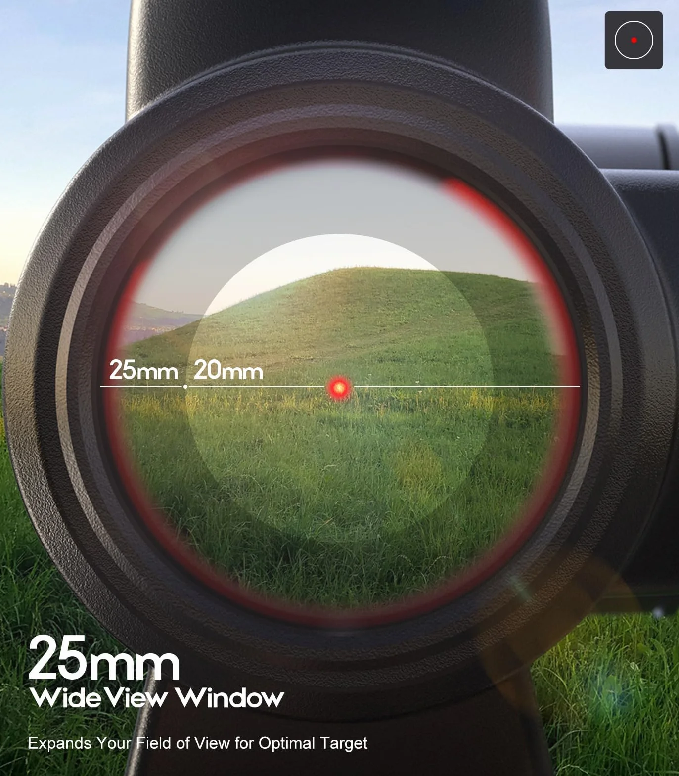 Feyachi V90 2 MOA Red Dot Visier, 1 x 25mm Leuchtpunktvisier Wasserdicht Zielfernrohr mit 0,75 Zoll Riser Mount für 20/22mm Picatinny/Weaver-Schienen