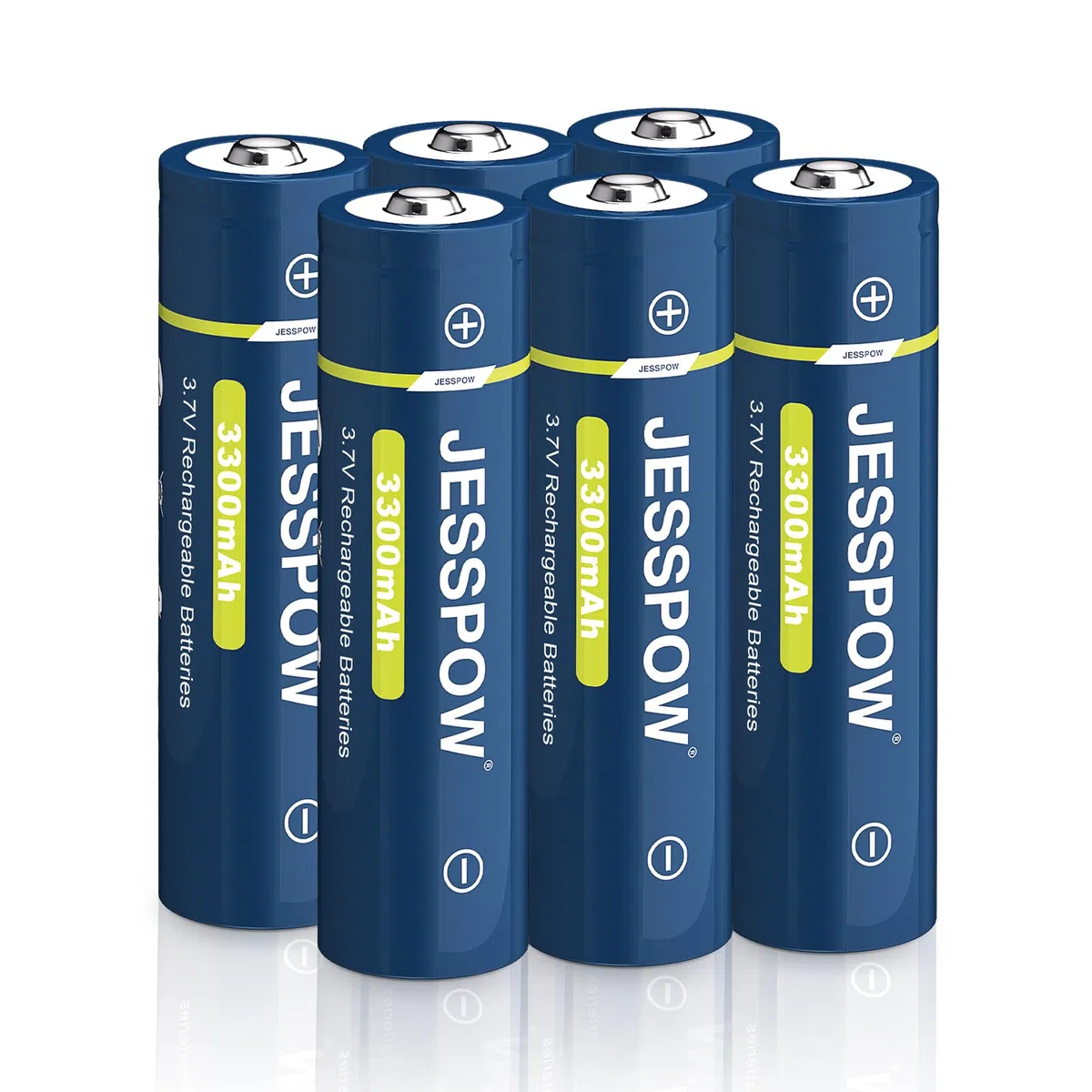 6 Stück 3,7 Volt Wiederaufladbare Akku Button Top, 3300mAh Batterie für LED-Stirnlampen, Taschenlampen, Kleinen Lüfter (18 x 67mm, Nicht-AA)