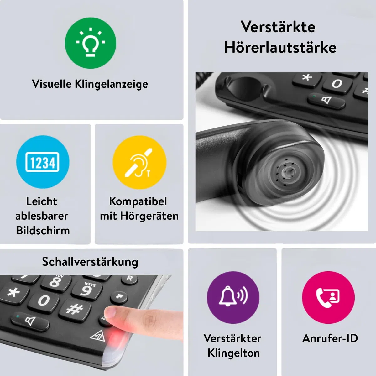 Doro Magna 4000 Schnurgebundenes Großtastentelefon mit großem hintergrundbeleuchtetem Display 6377 Schwarz